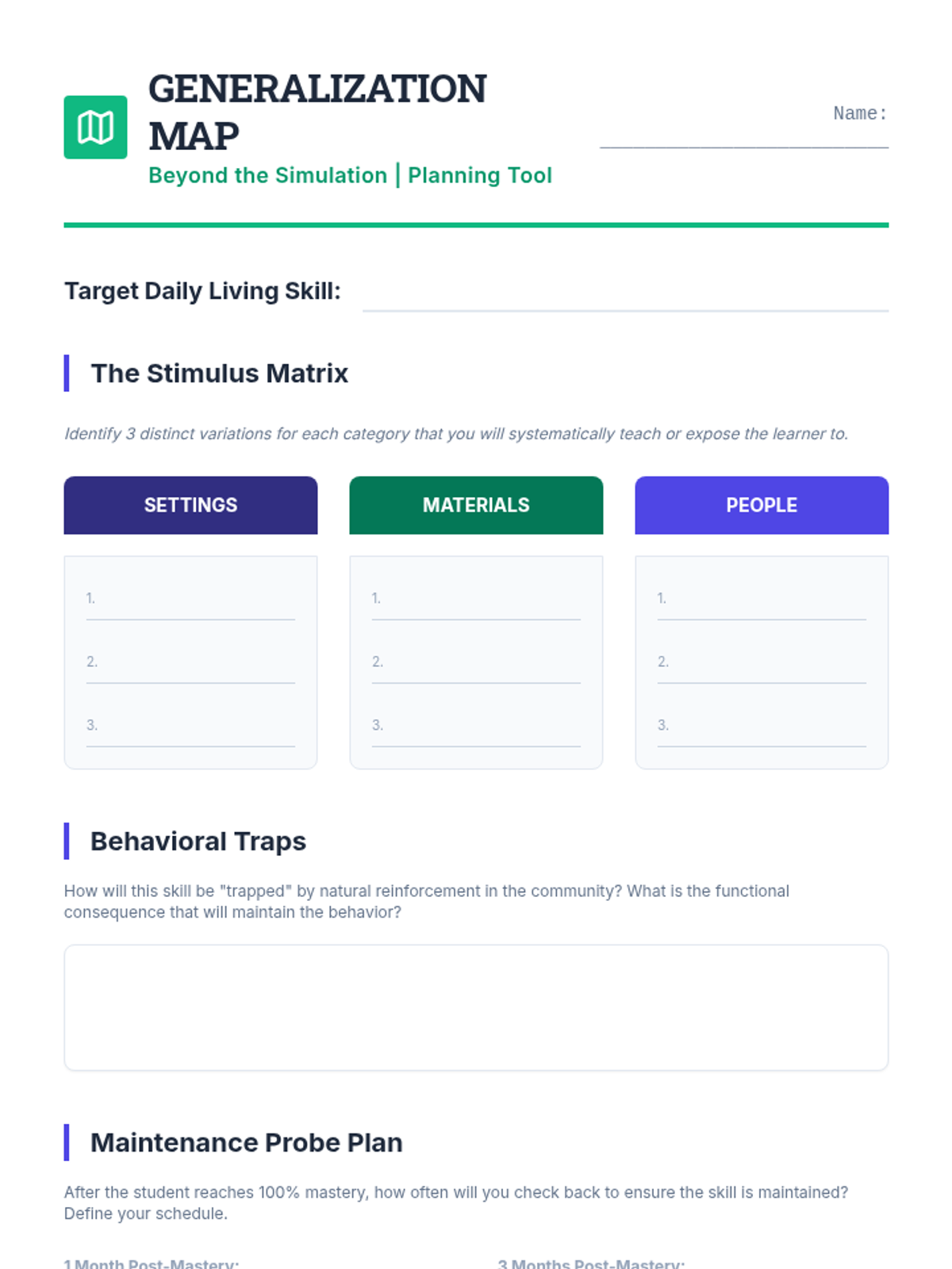 Generalization Map Builder Worksheet • Material • Lenny Learning