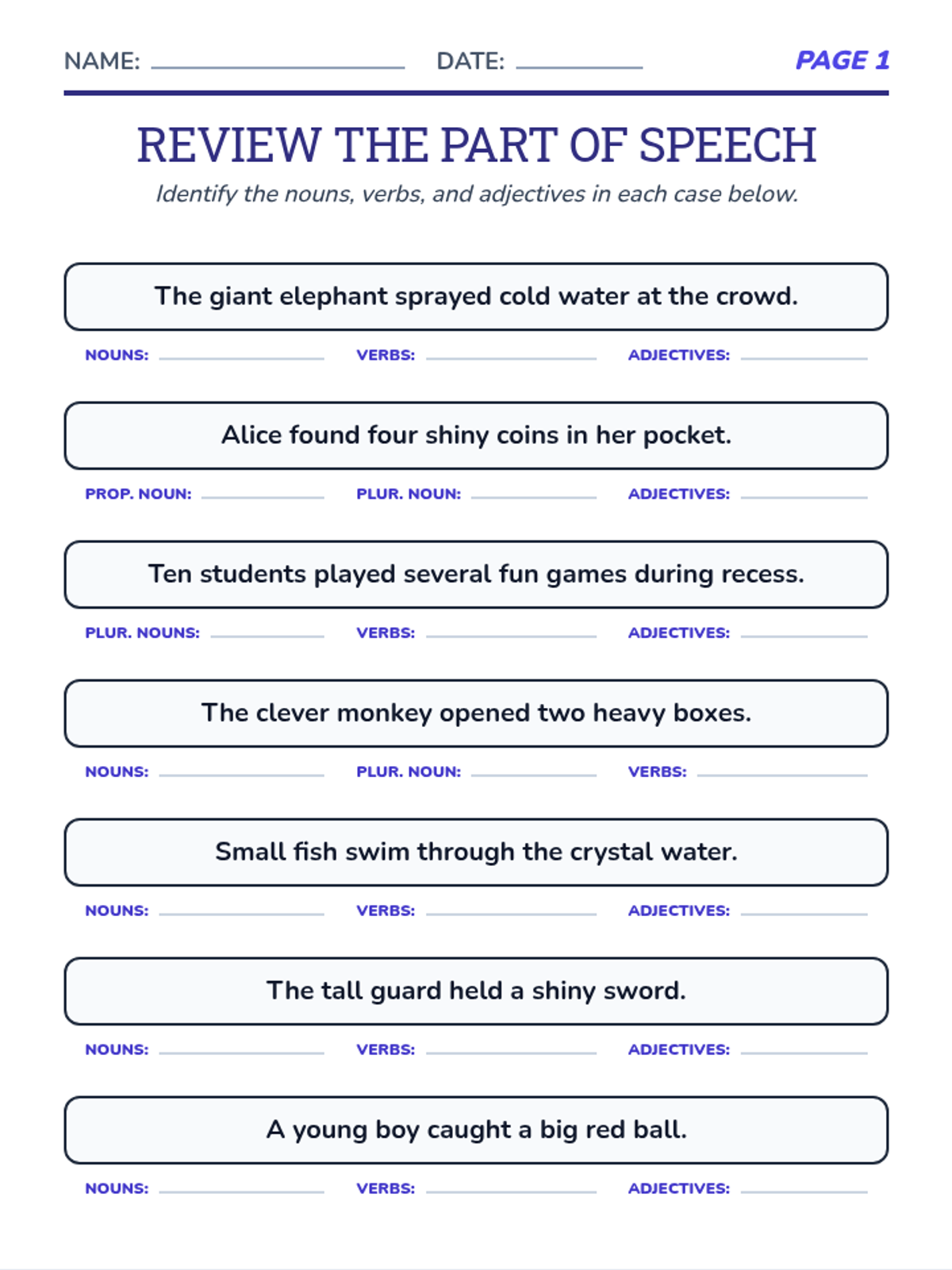 Grammar Detective Homework Packet