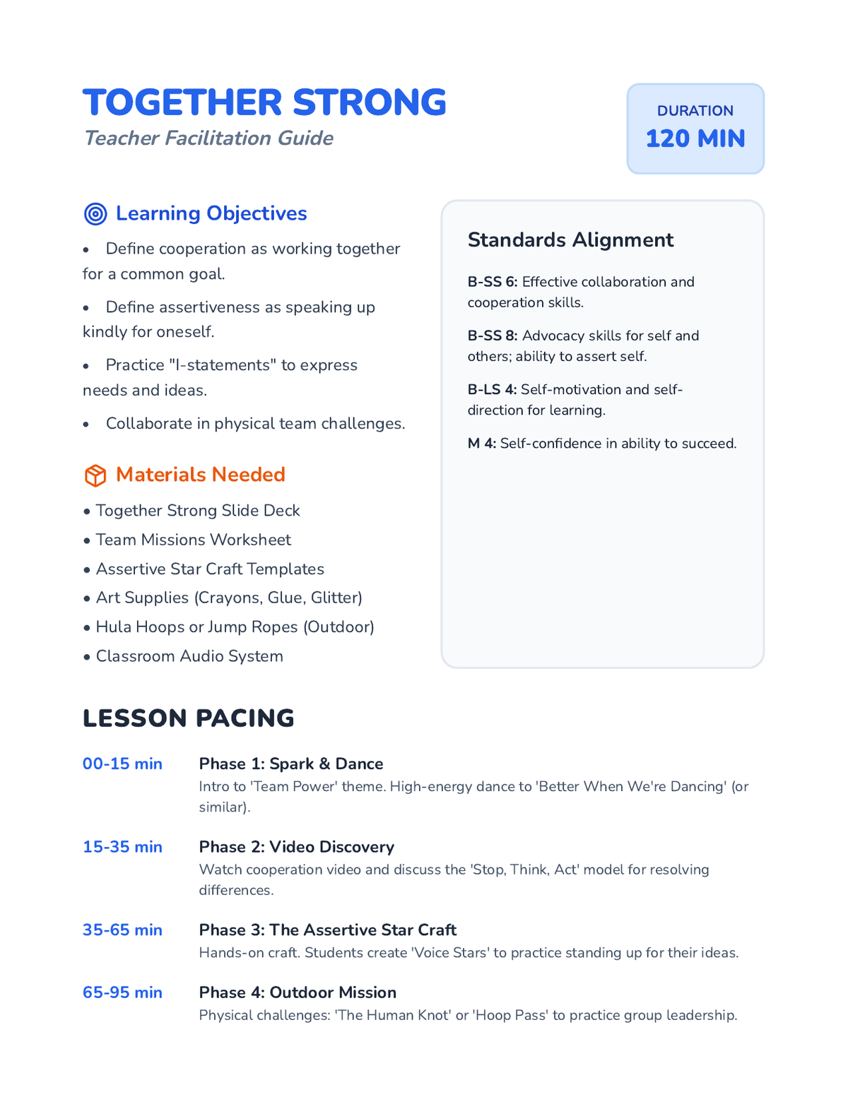 Together Strong Teacher Guide page 1