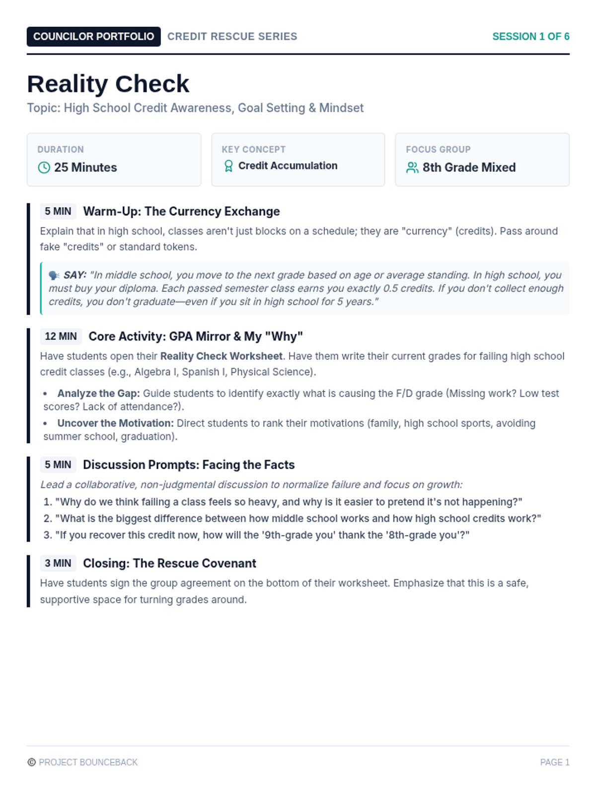 Credit Rescue Curriculum Guide