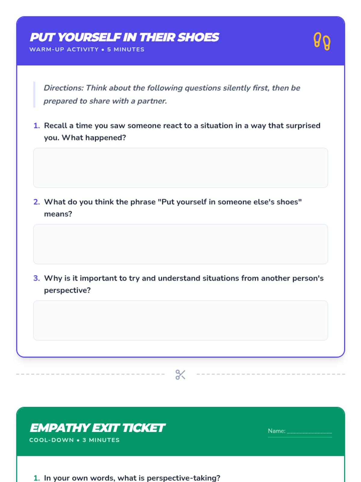 Empathy Activities Handout • Material • Lenny Learning
