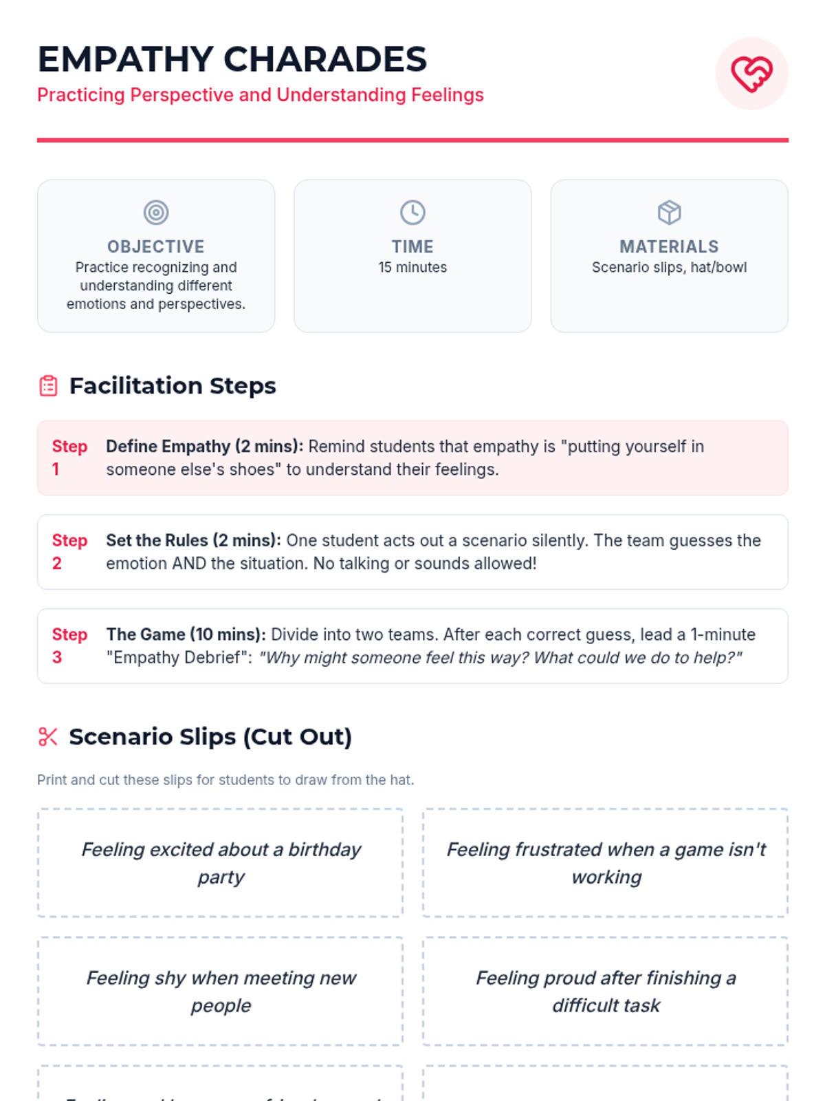 Empathy Charades Activity Guide • Material • Lenny Learning