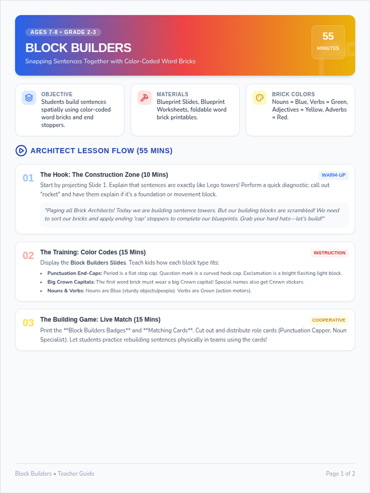 Block Builders Teacher Guide