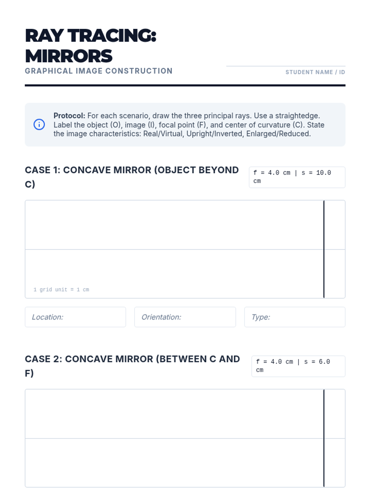 Mirror Ray Tracing Worksheet • Material • Lenny.com