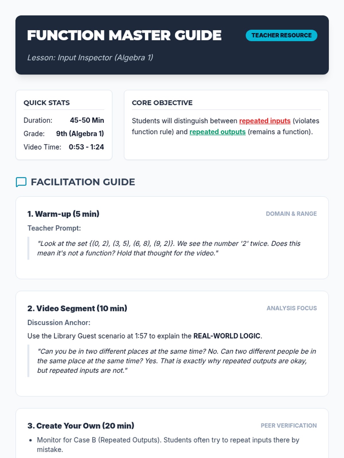Function Master Teacher Guide • Material • Lenny Learning