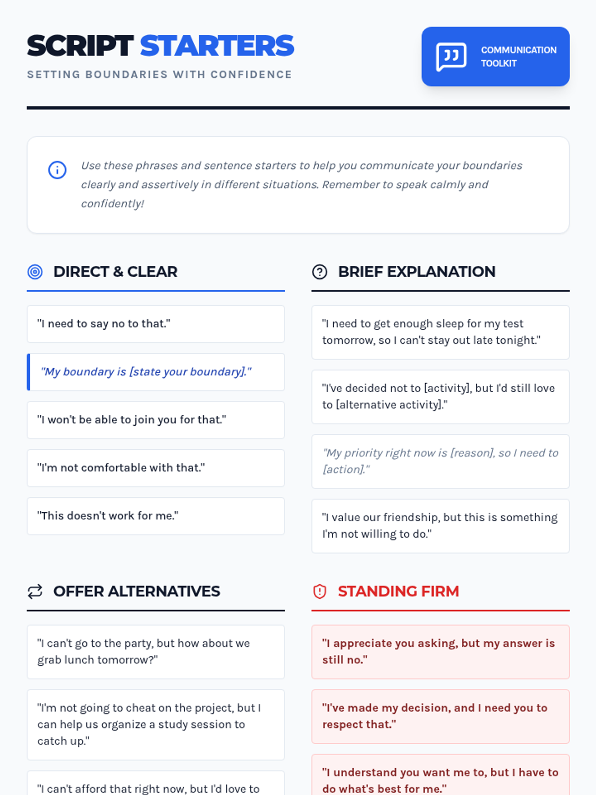 Setting Boundaries Script Starters • Material • Lenny Learning