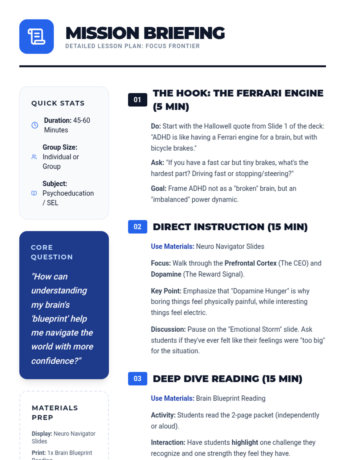 Focus Frontier Lesson Plan • Material • Lenny Learning