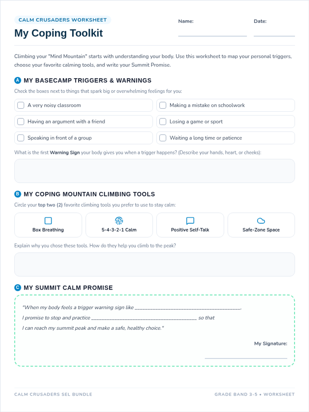 Coping Toolkit Worksheet