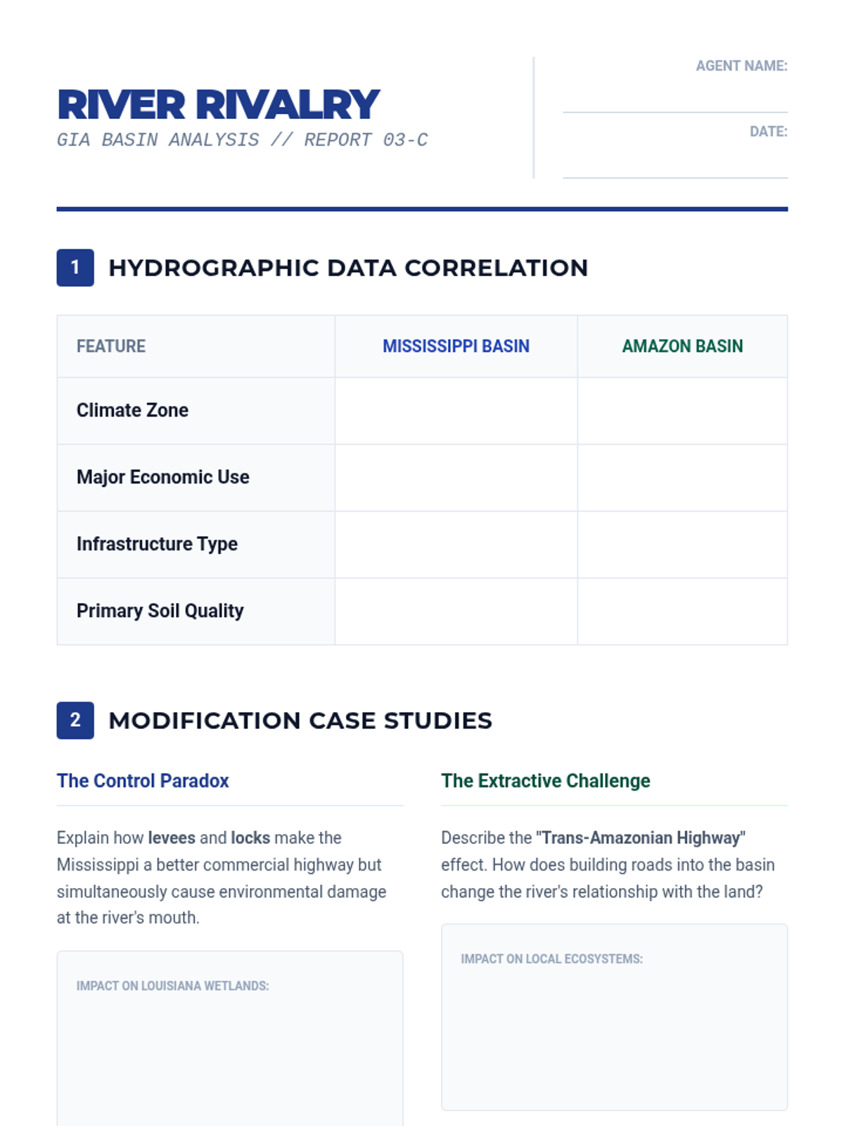 River Basin Comparison Sheet • Material • Lenny Learning