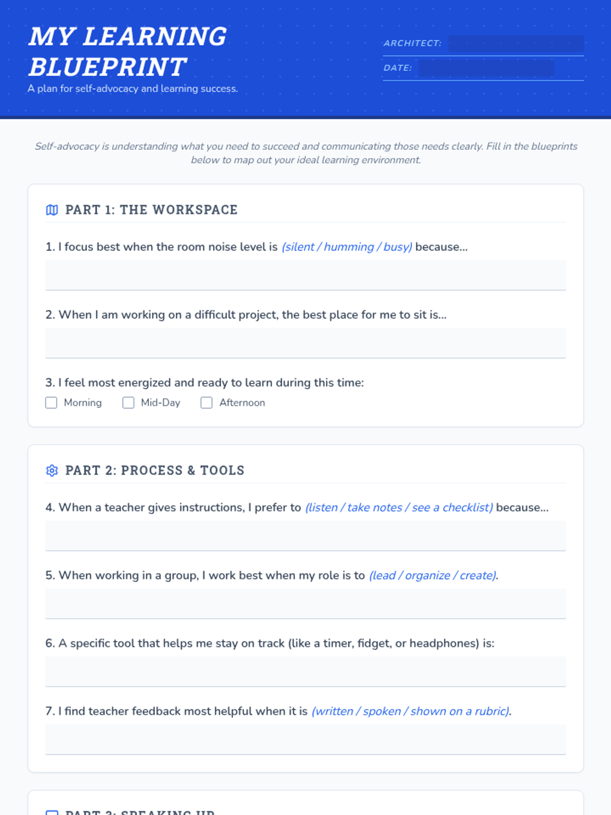 Identity Blueprin Worksheet.pdf Learning Blueprint Worksheet • Material • Lenny Learning