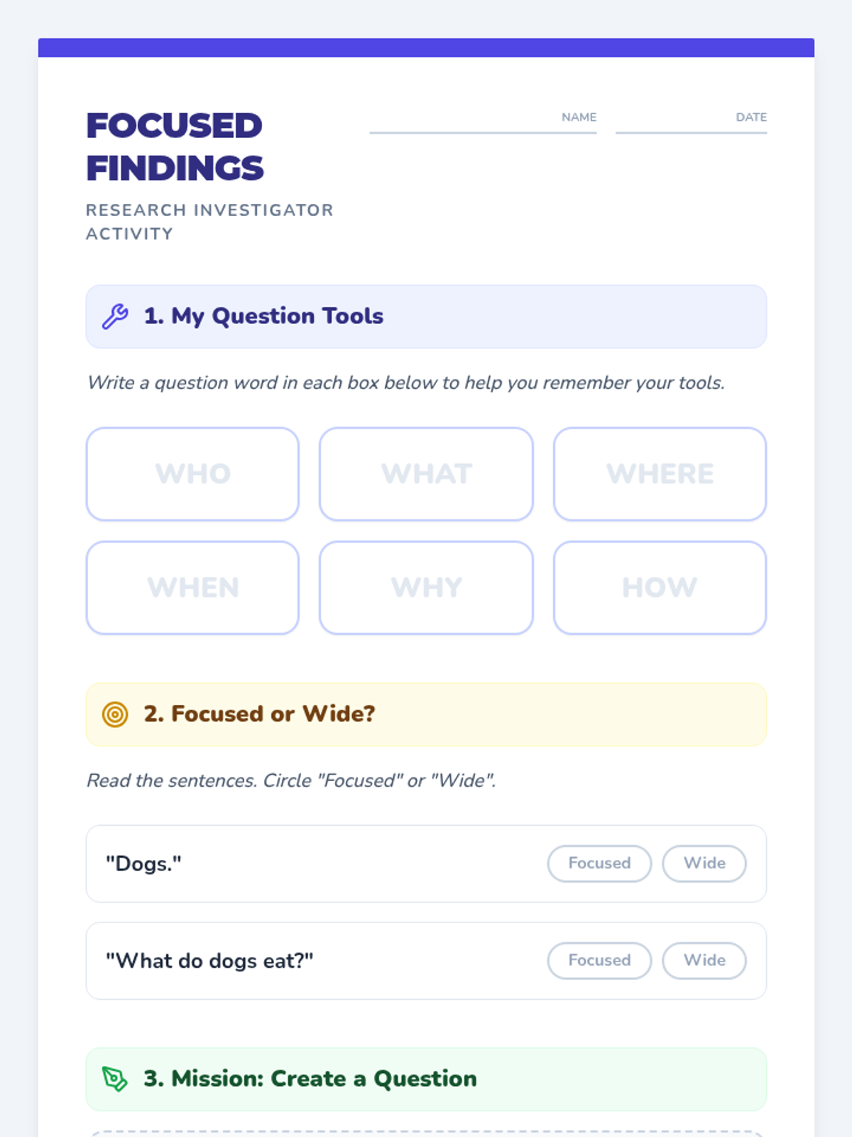 Focused Findings Worksheet