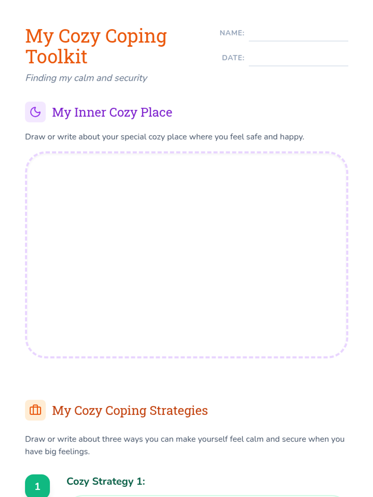 My Cozy Coping Toolkit Worksheet • Material • Lenny Learning
