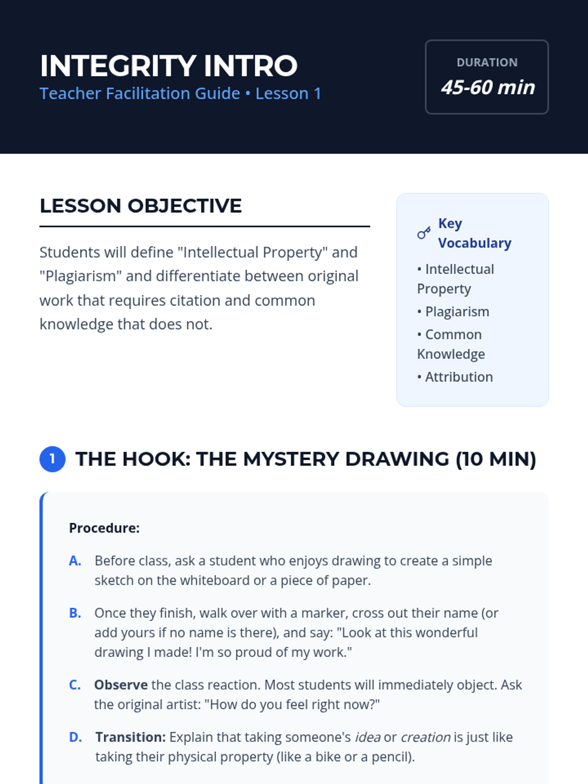 Integrity Intro Teacher Guide
