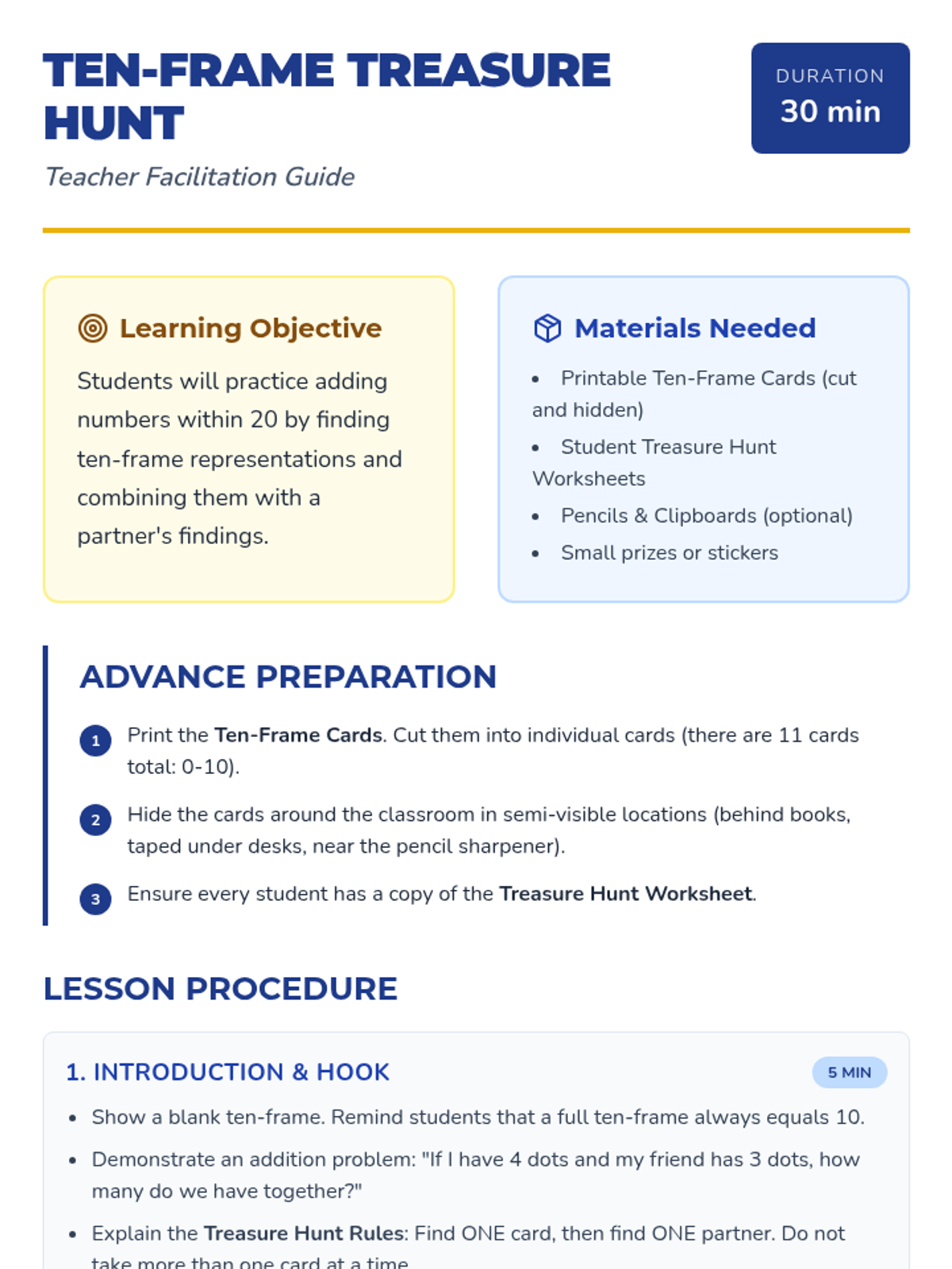 Ten Frame Treasure Hunt • Lesson • Lenny Learning