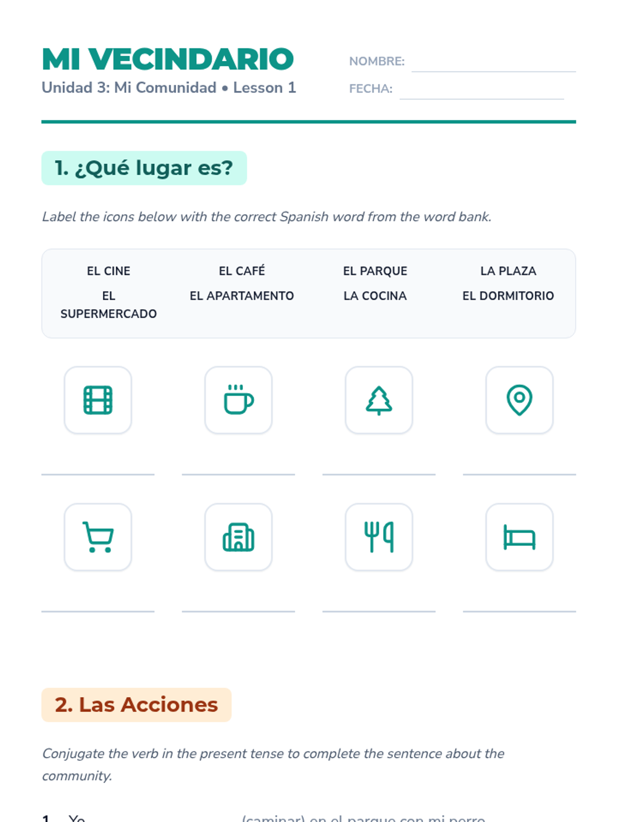 Neighborhood Map Worksheet