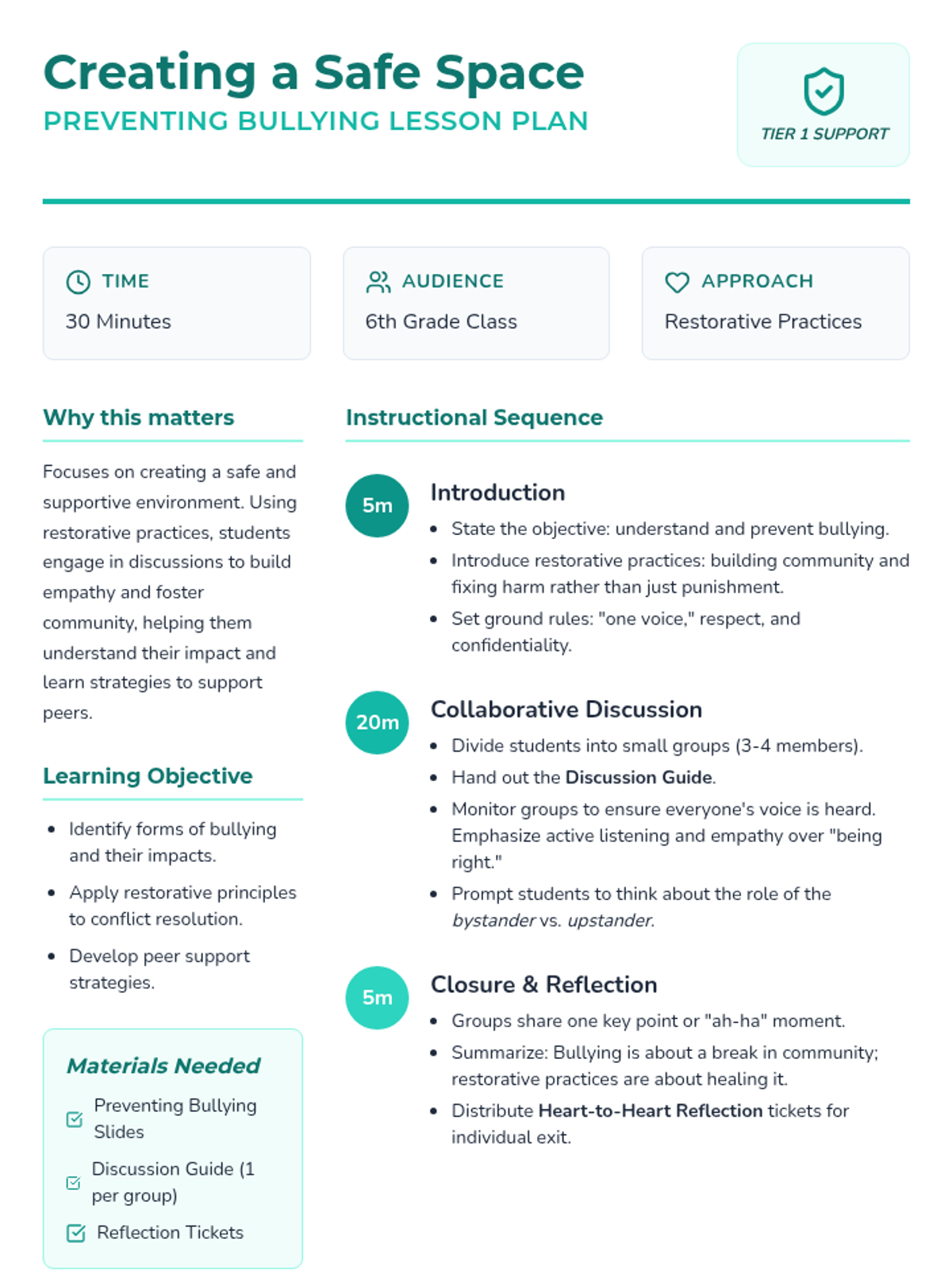 Creating a Safe Space Preventing Bullying • Lesson • Lenny Learning