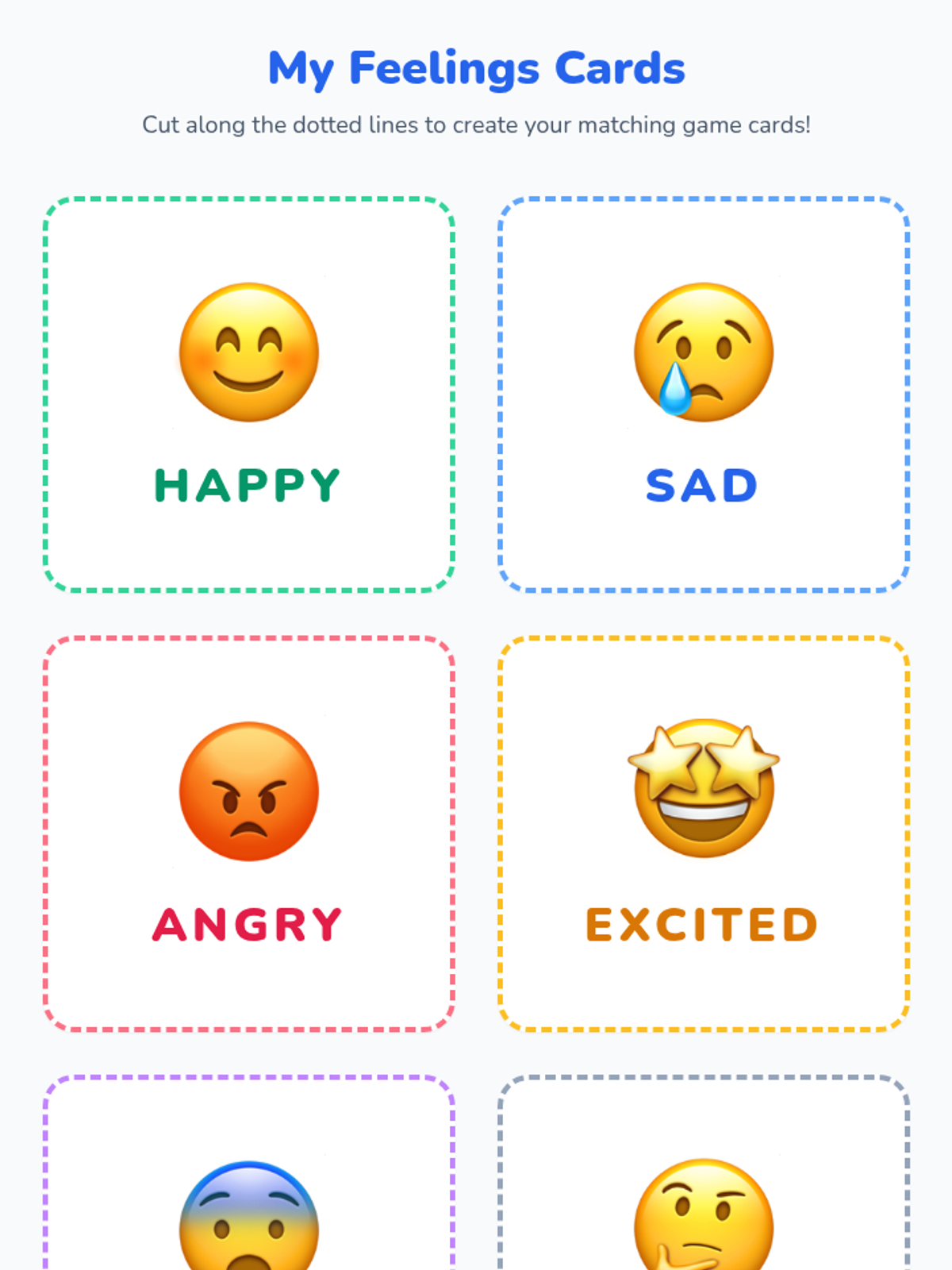 Printable Emotion Cards Worksheet • Material • Lenny Learning
