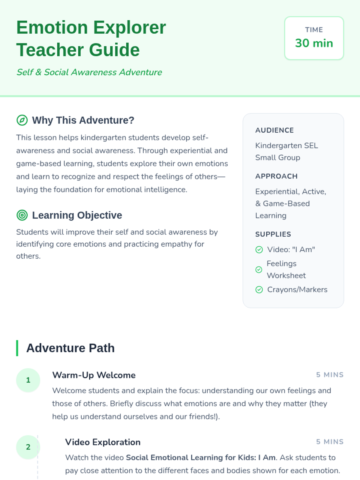 Self and Social Awareness Adventure • Lesson • Lenny Learning