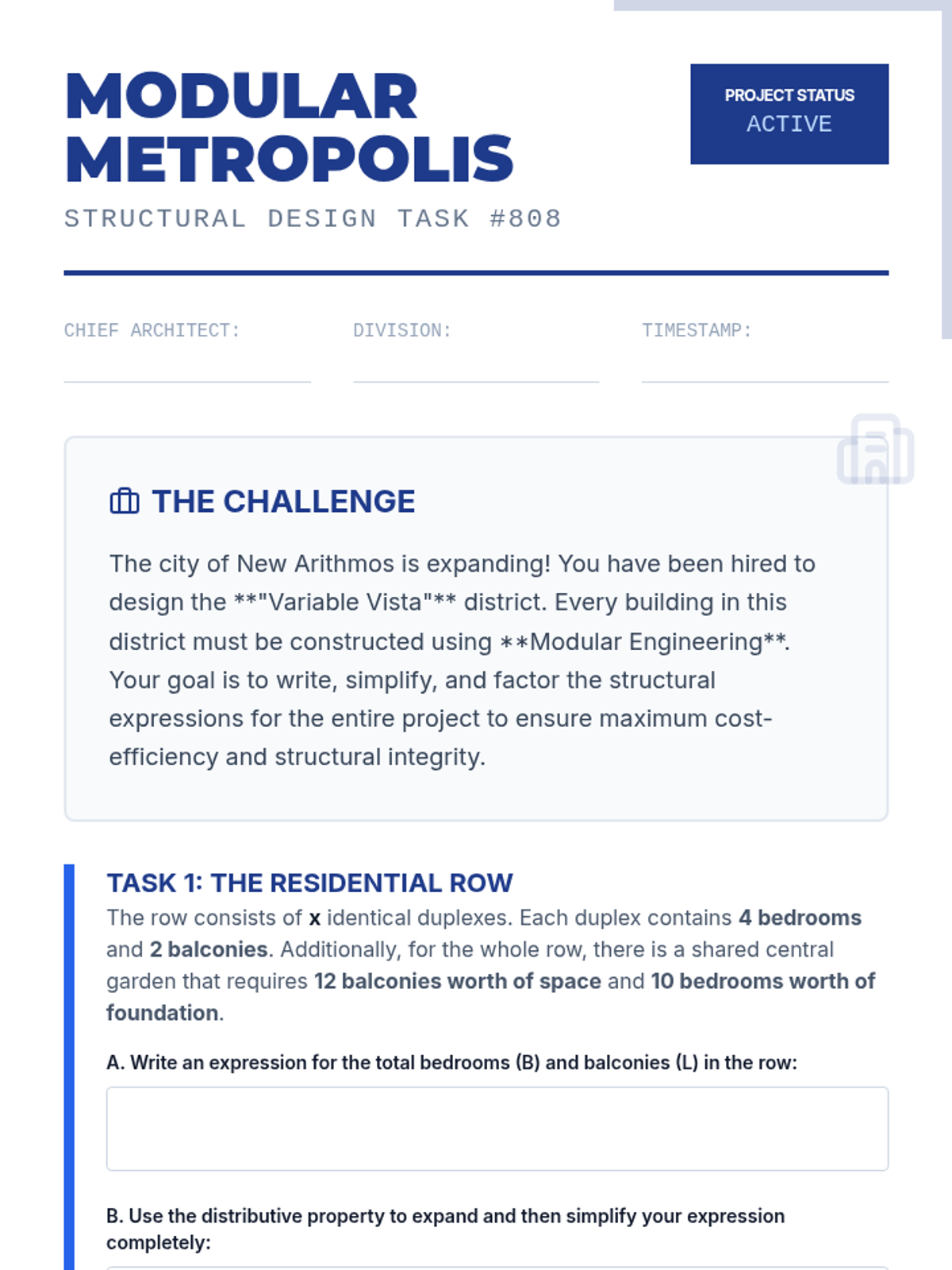 Algebraic Architects • Lesson • Lenny Learning