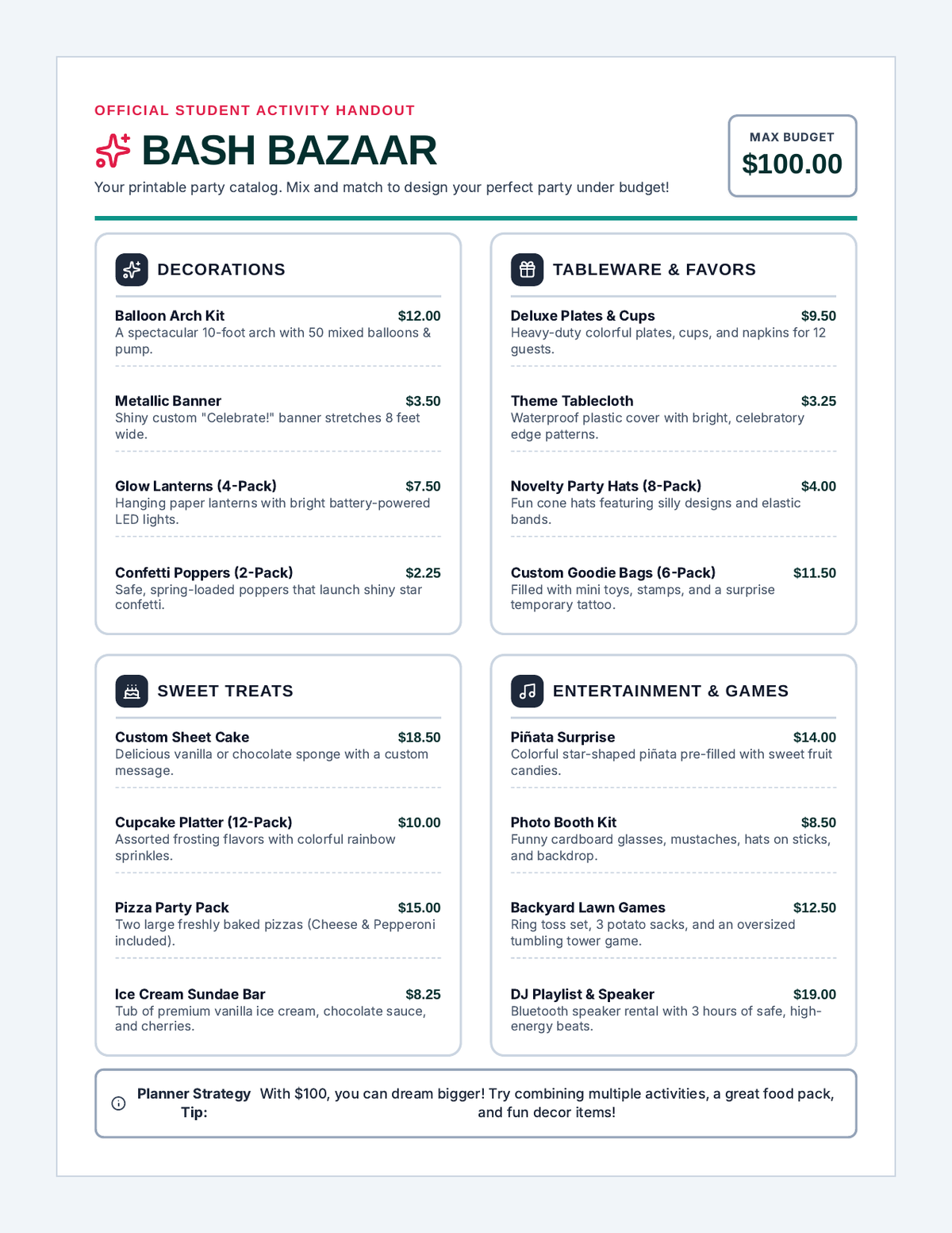 Bash Bazaar Catalog page 1
