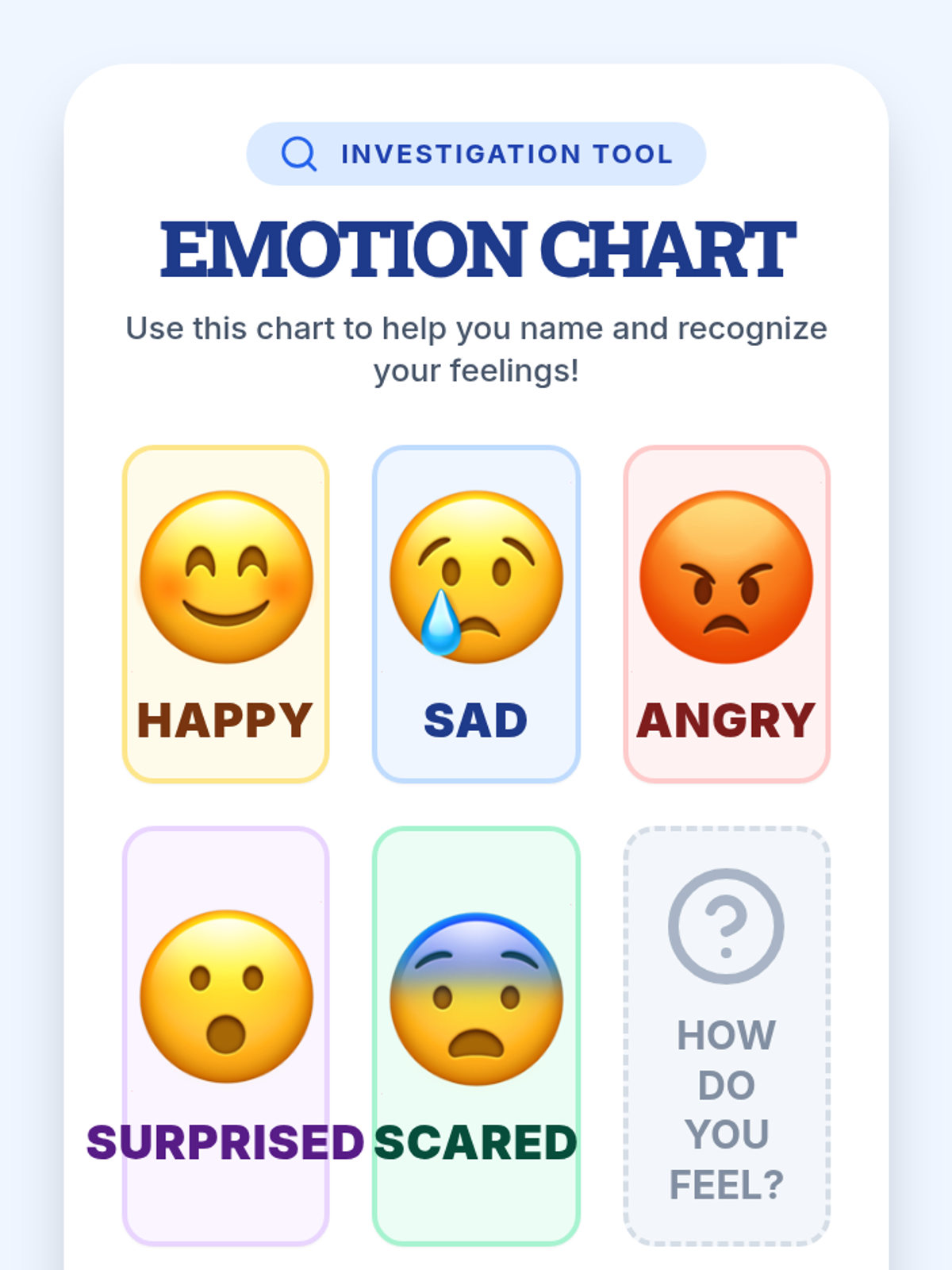 Emotion Chart Poster Worksheet • Material • Lenny Learning