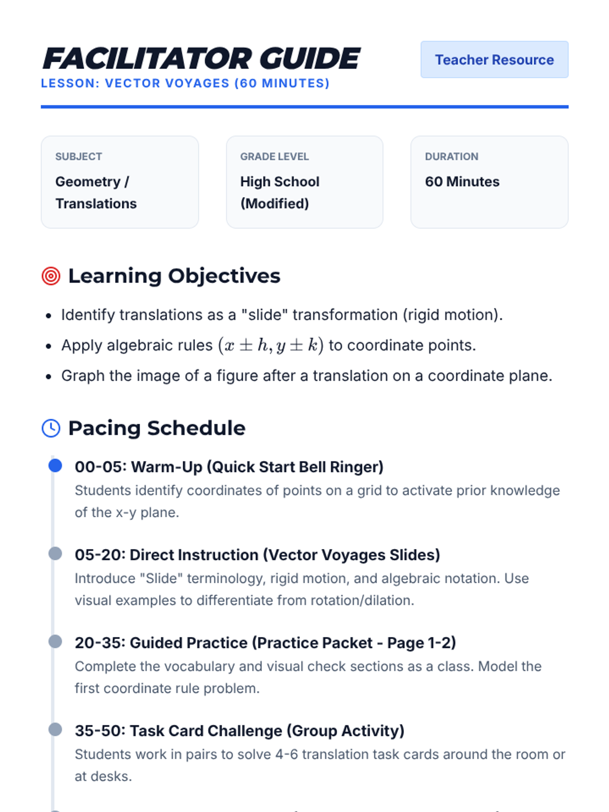 Vector Voyages Facilitator Guide • Material • Lenny Learning
