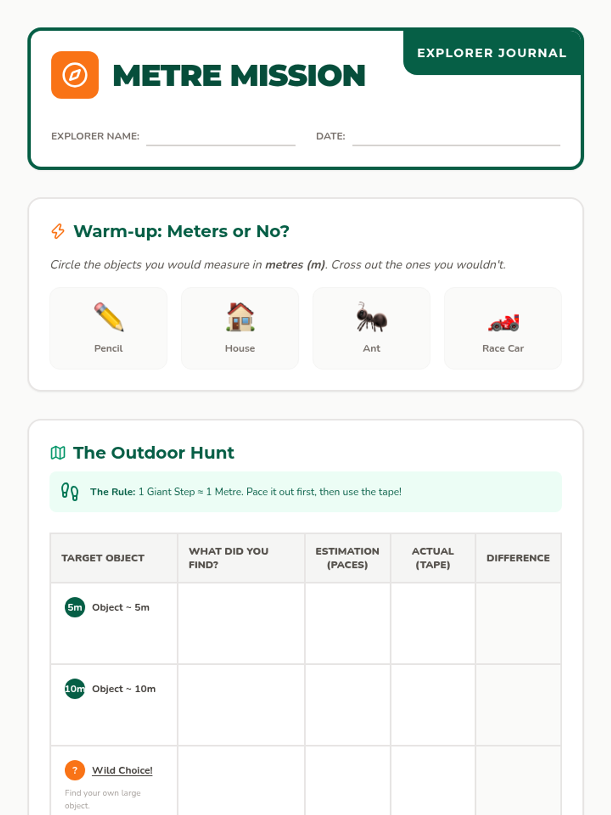 Explorer Field Guide Worksheet • Material • Lenny Learning