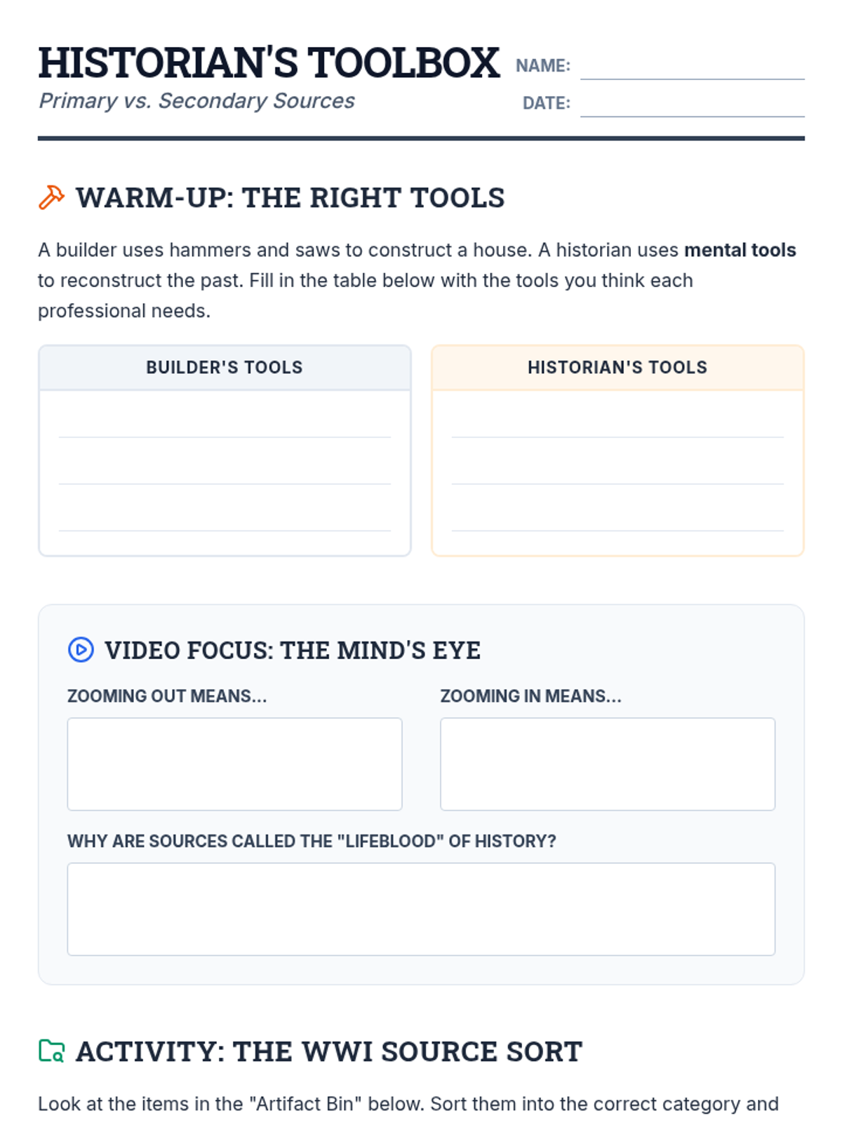Toolbox Skills Worksheet • Material • Lenny Learning