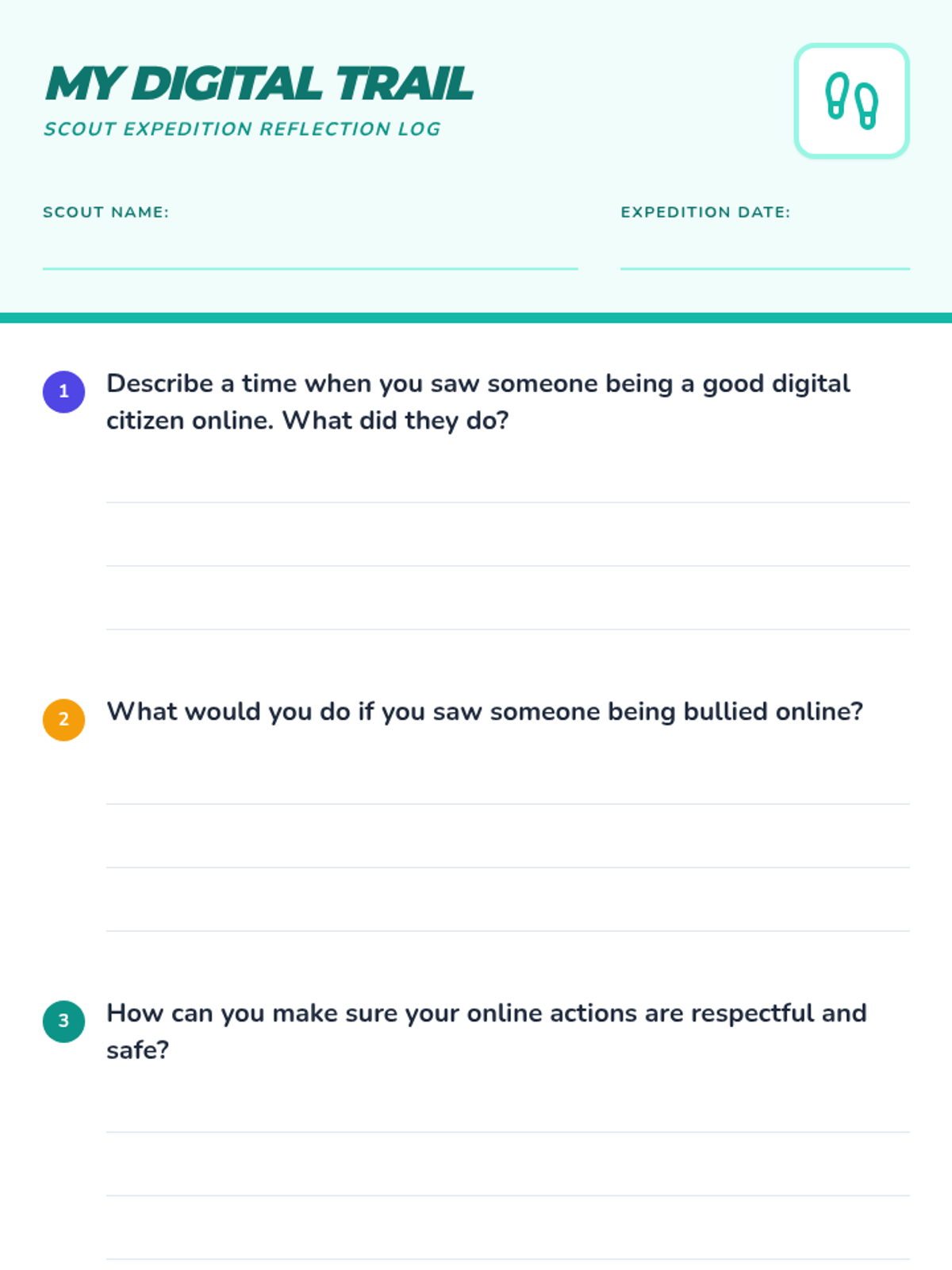 My Digital Trail Worksheet • Material • Lenny Learning