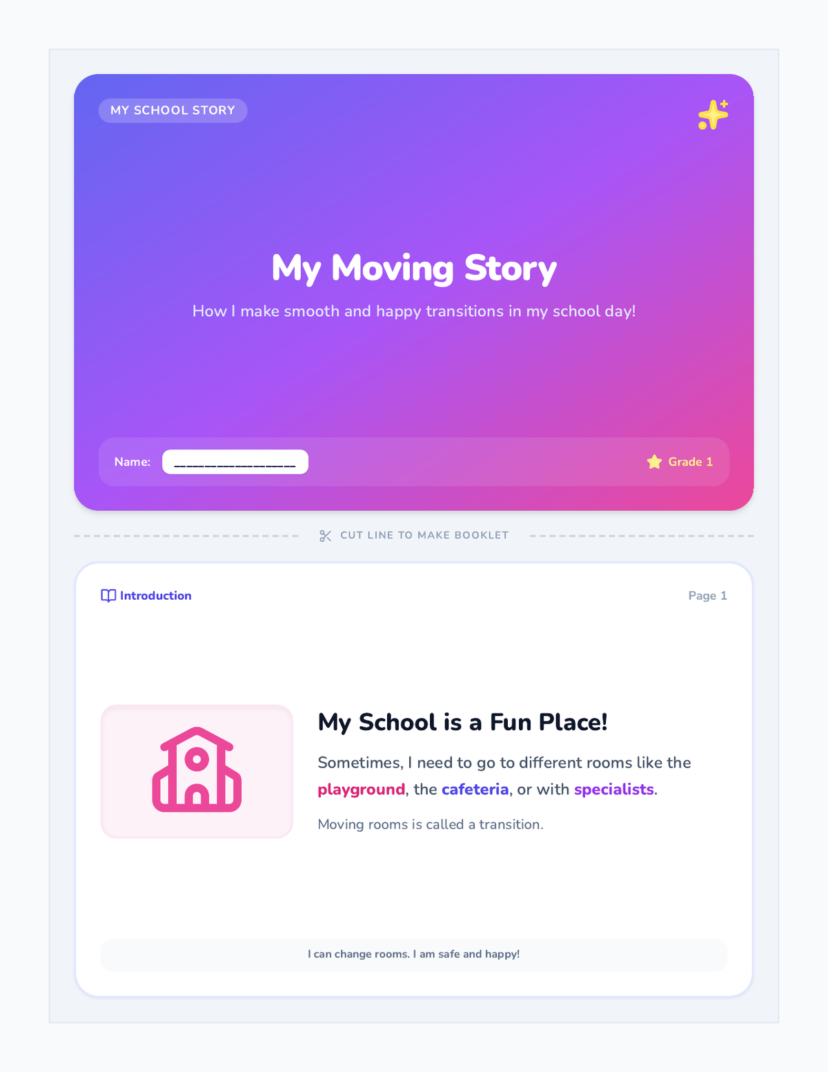 My Moving Story Booklet page 1