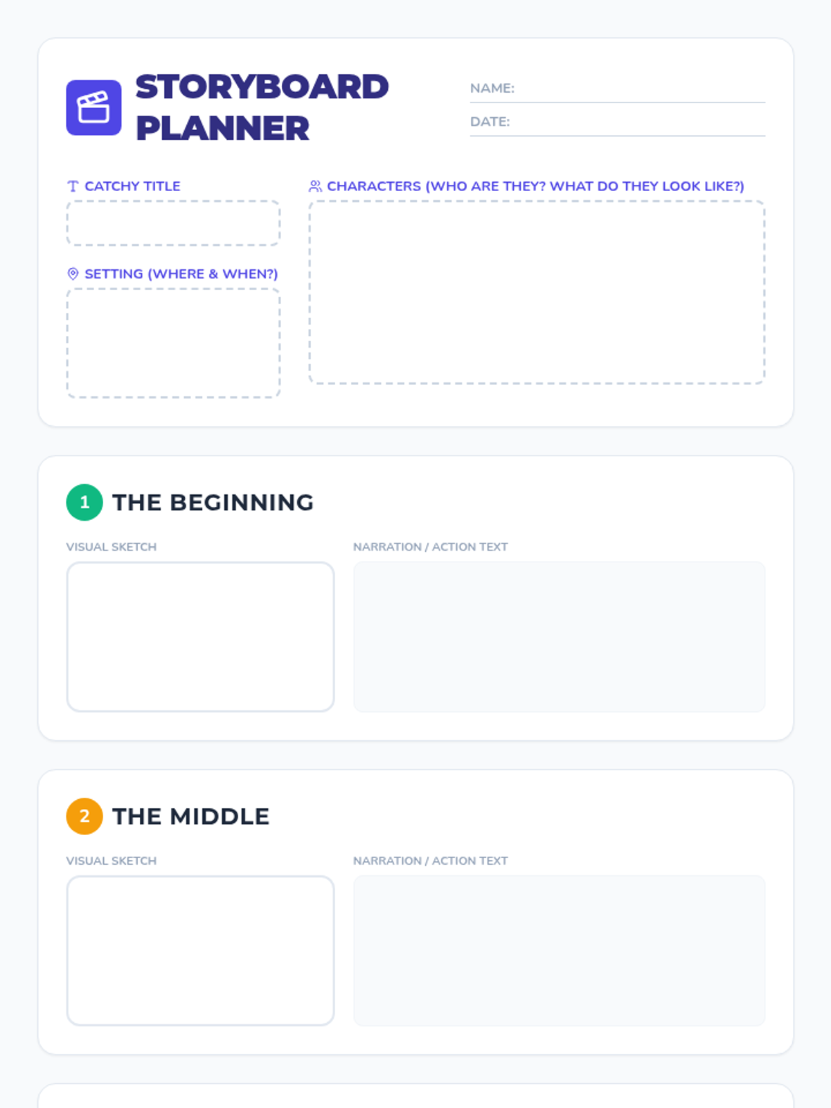 Storyboard Template Worksheet • Material • Lenny Learning