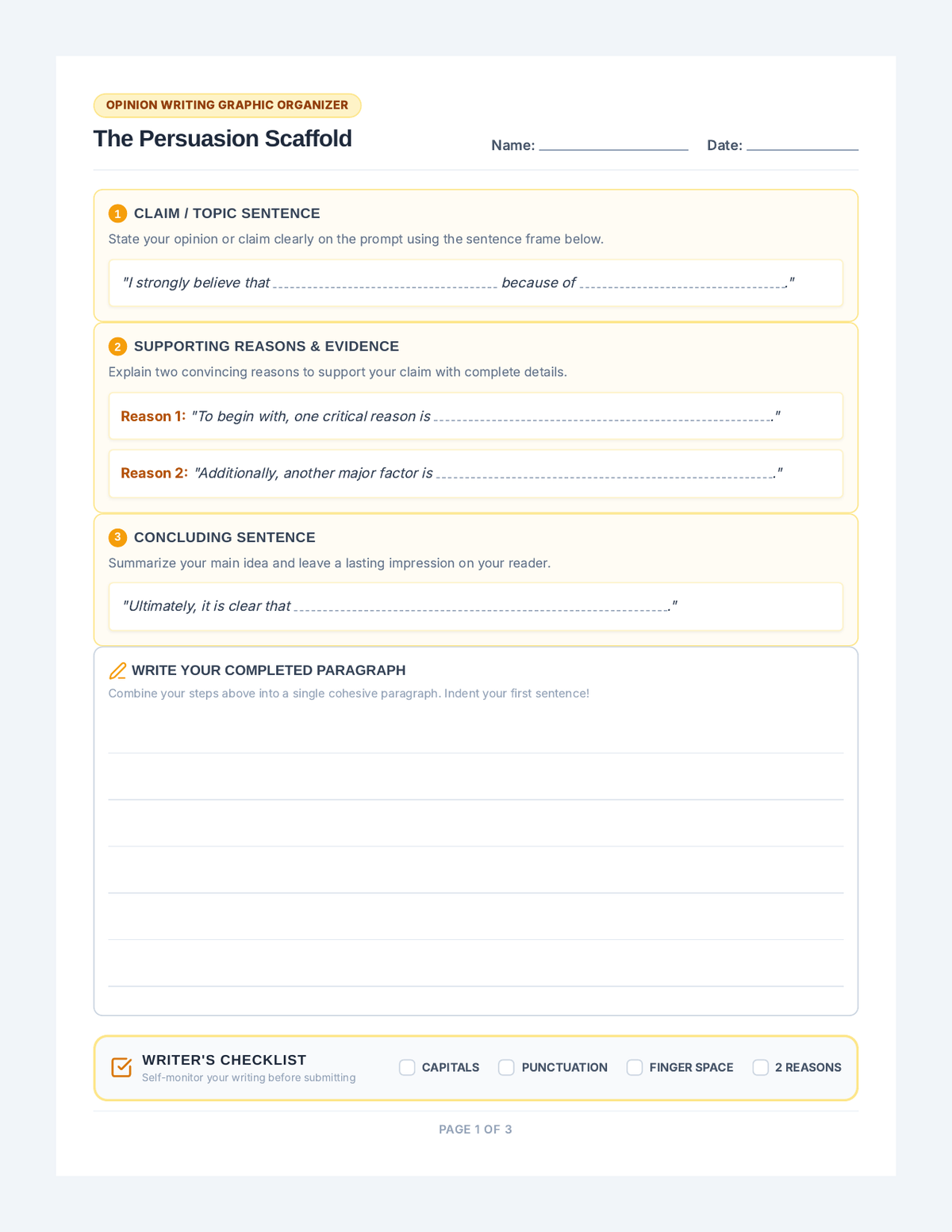 Paragraph Builder Sheets page 1
