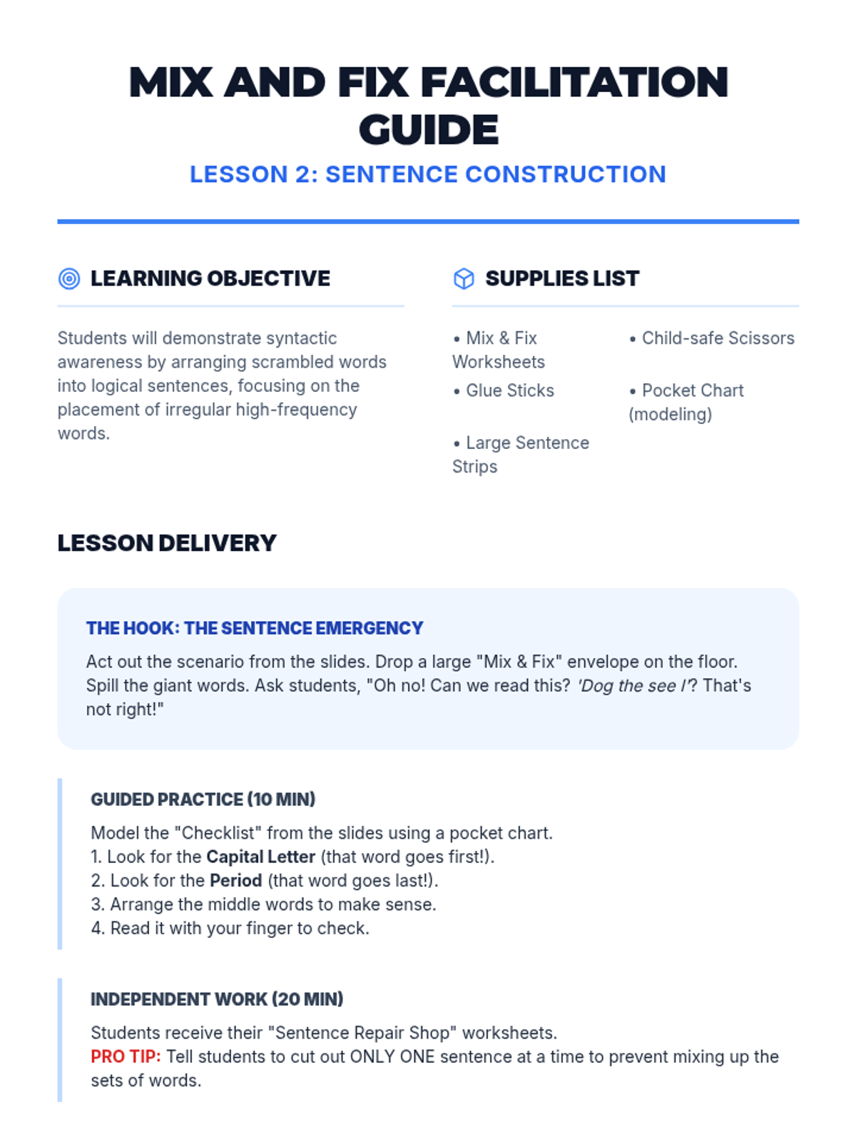 Mix and Fix Facilitation Guide • Material • Lenny Learning