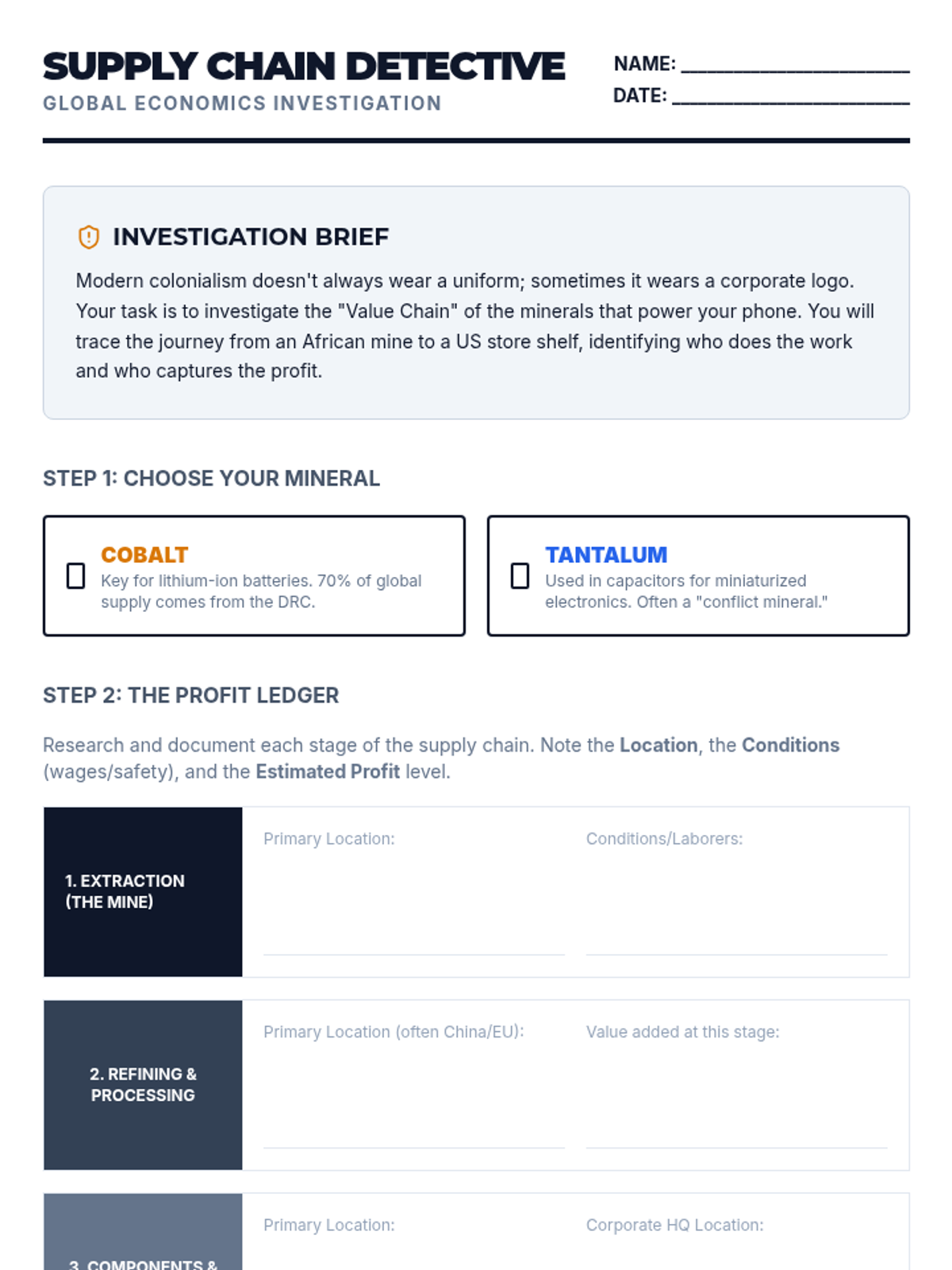 Supply Chain Detective Worksheet • Material • Lenny Learning