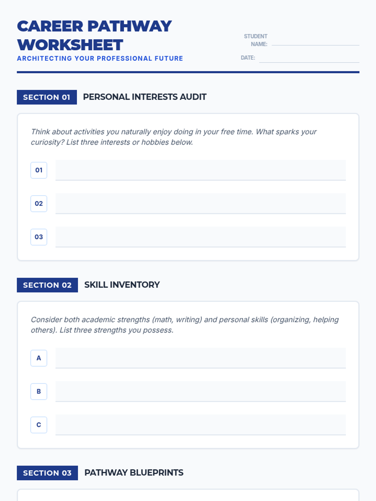 Career Pathways Worksheet • Material • Lenny Learning
