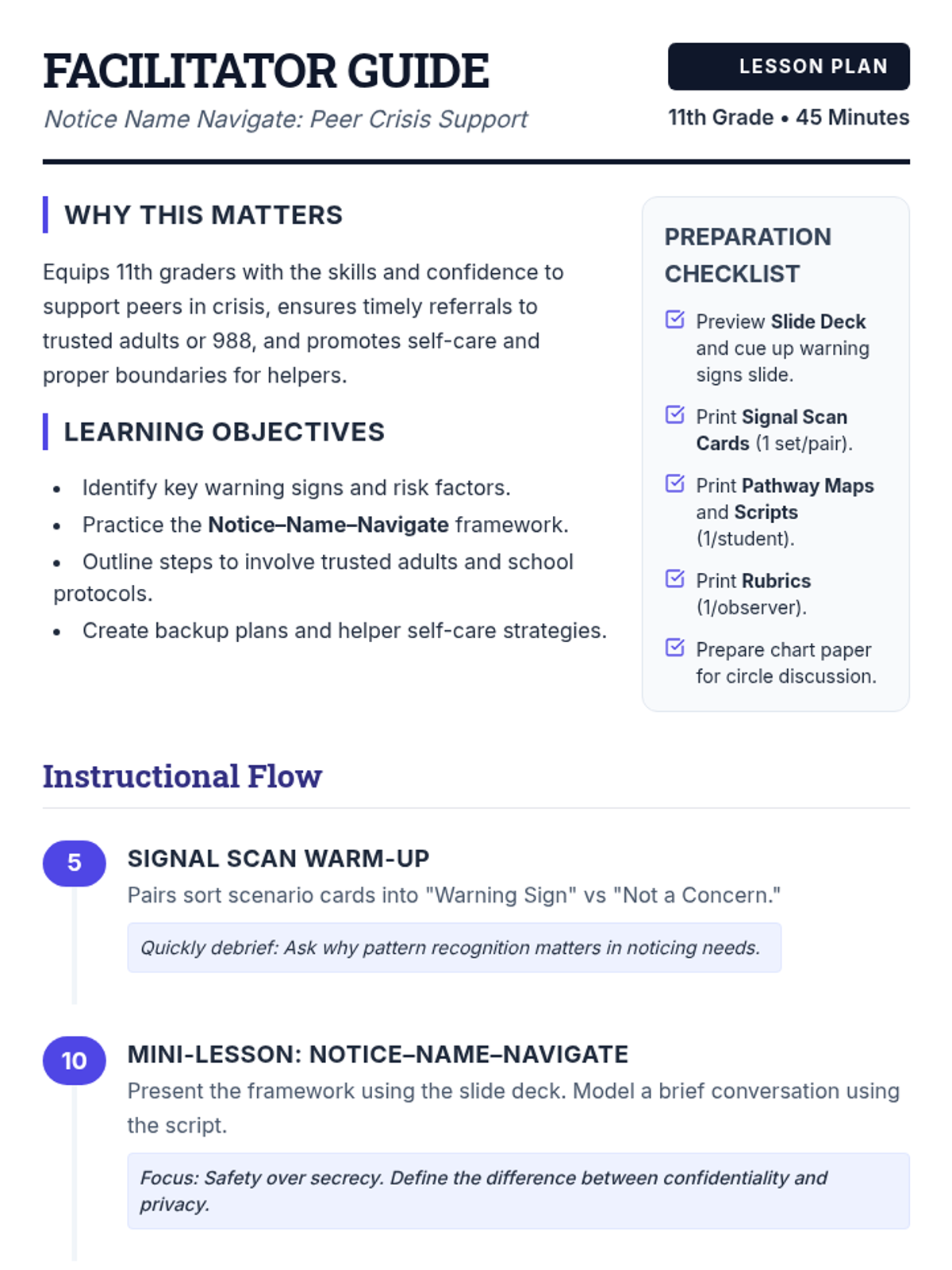 Facilitator Guide with Protocol Flowchart • Material • Lenny Learning