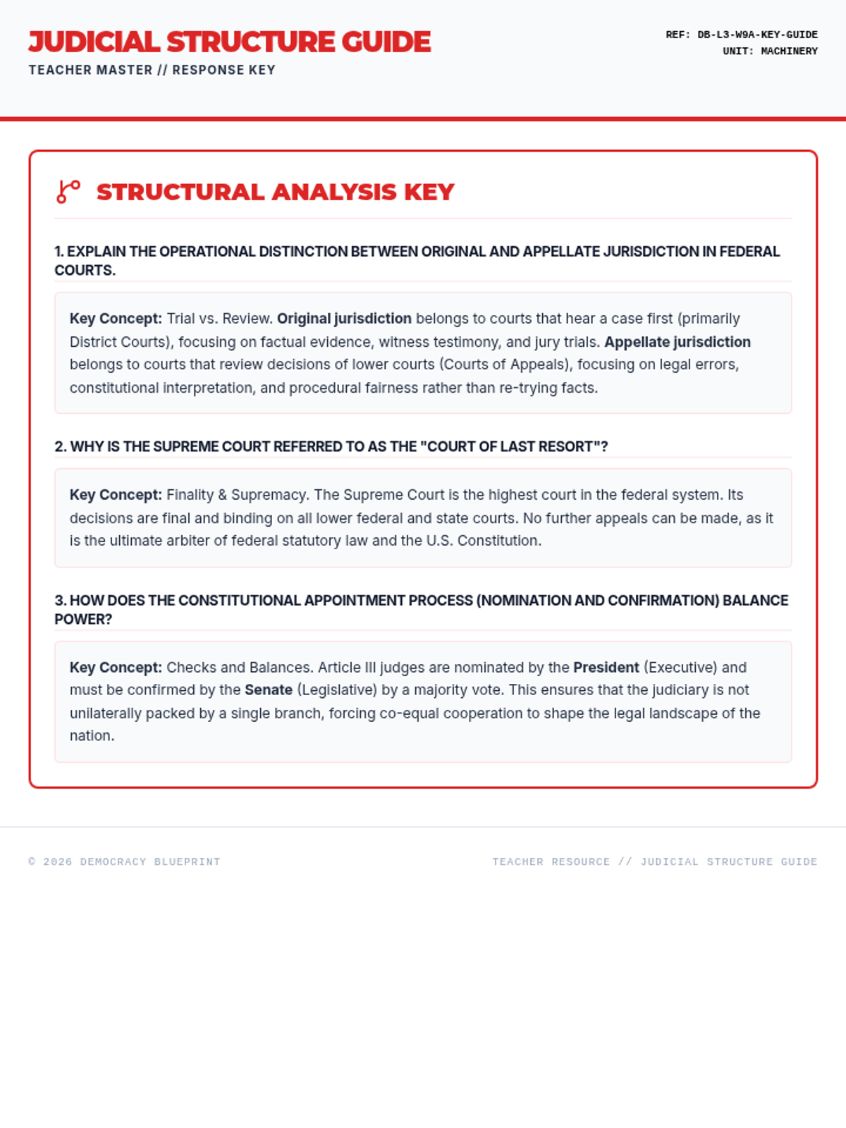 Judicial Structure Key Guide