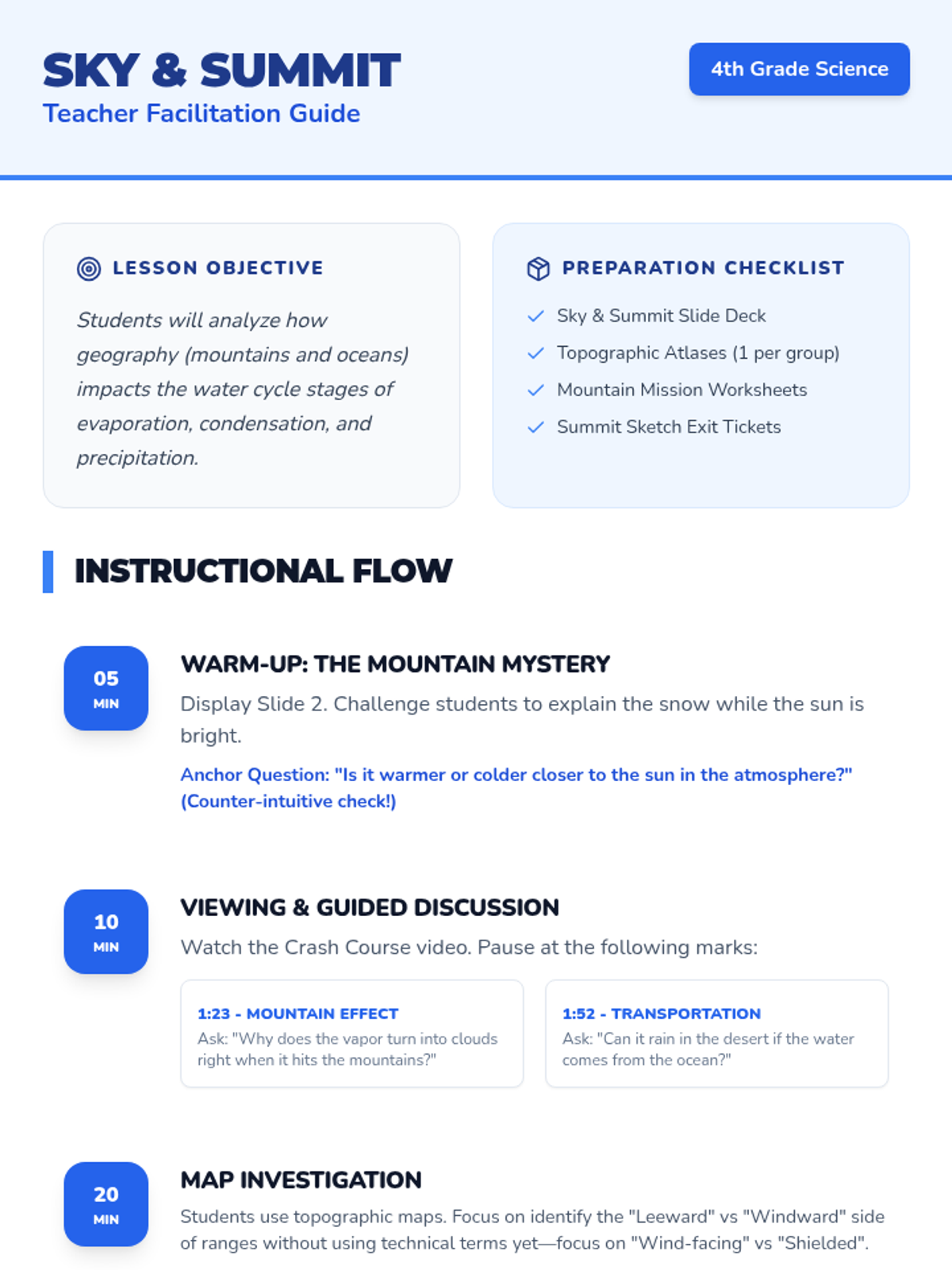 Sky & Summit Teacher Guide • Material • Lenny Learning