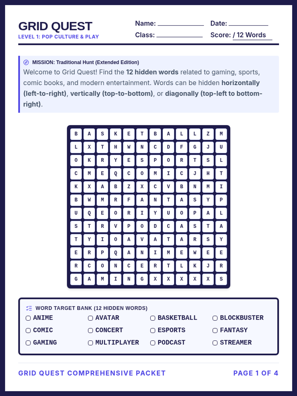 Grid Quest Student Packet