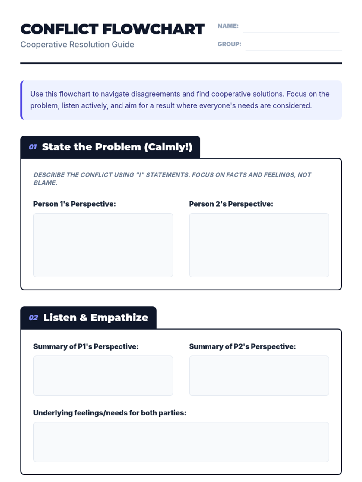 Conflict Flowchart Worksheet • Material • Lenny Learning