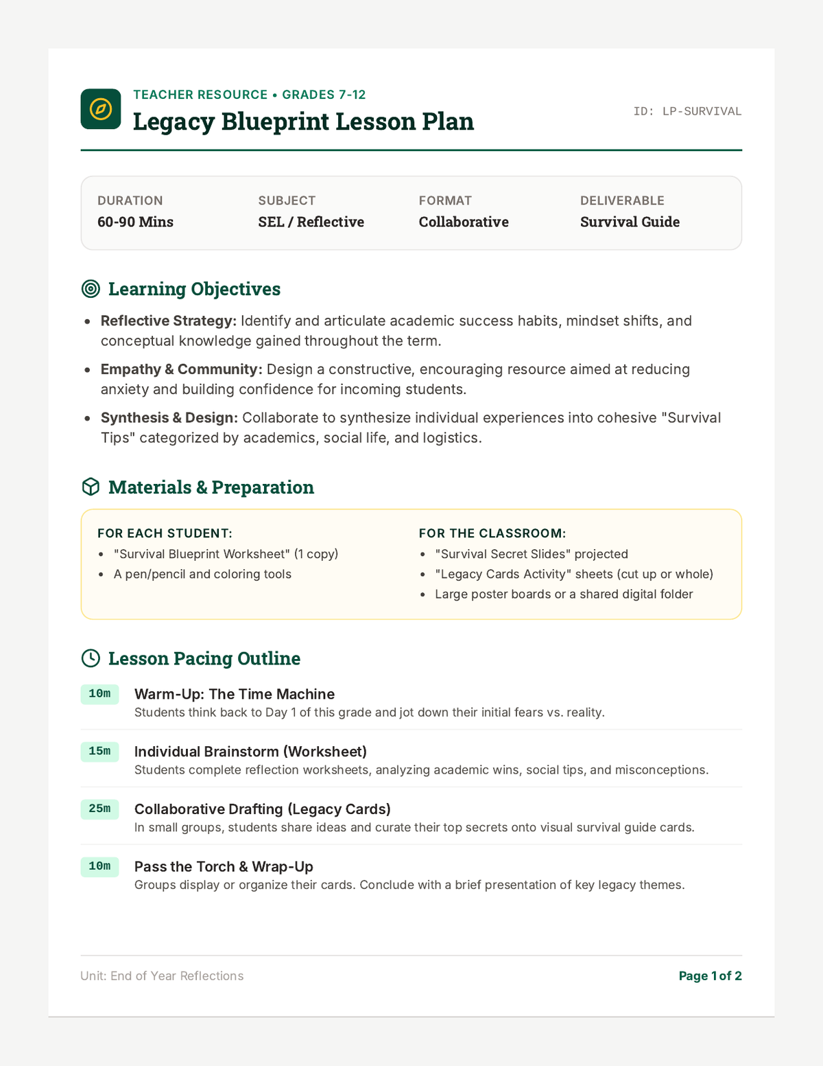 Legacy Blueprint Lesson Plan page 1