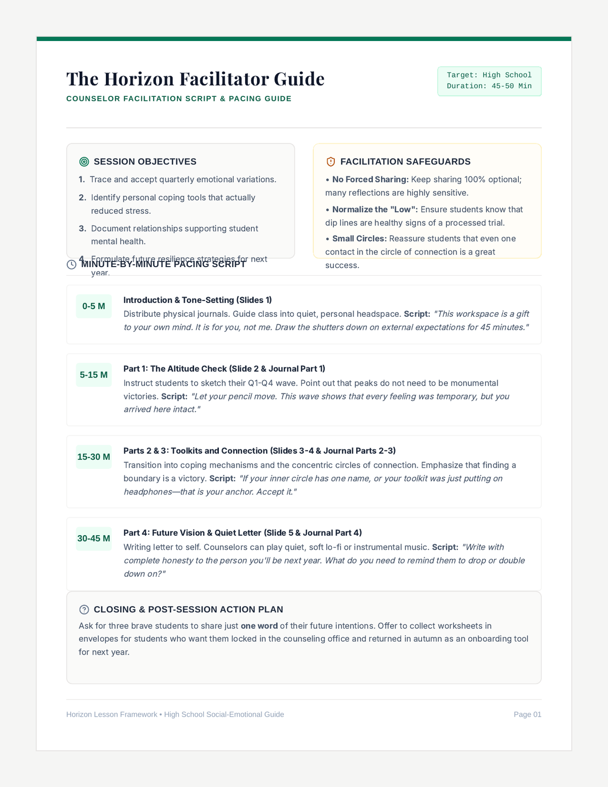 The Horizon Facilitator Guide page 1