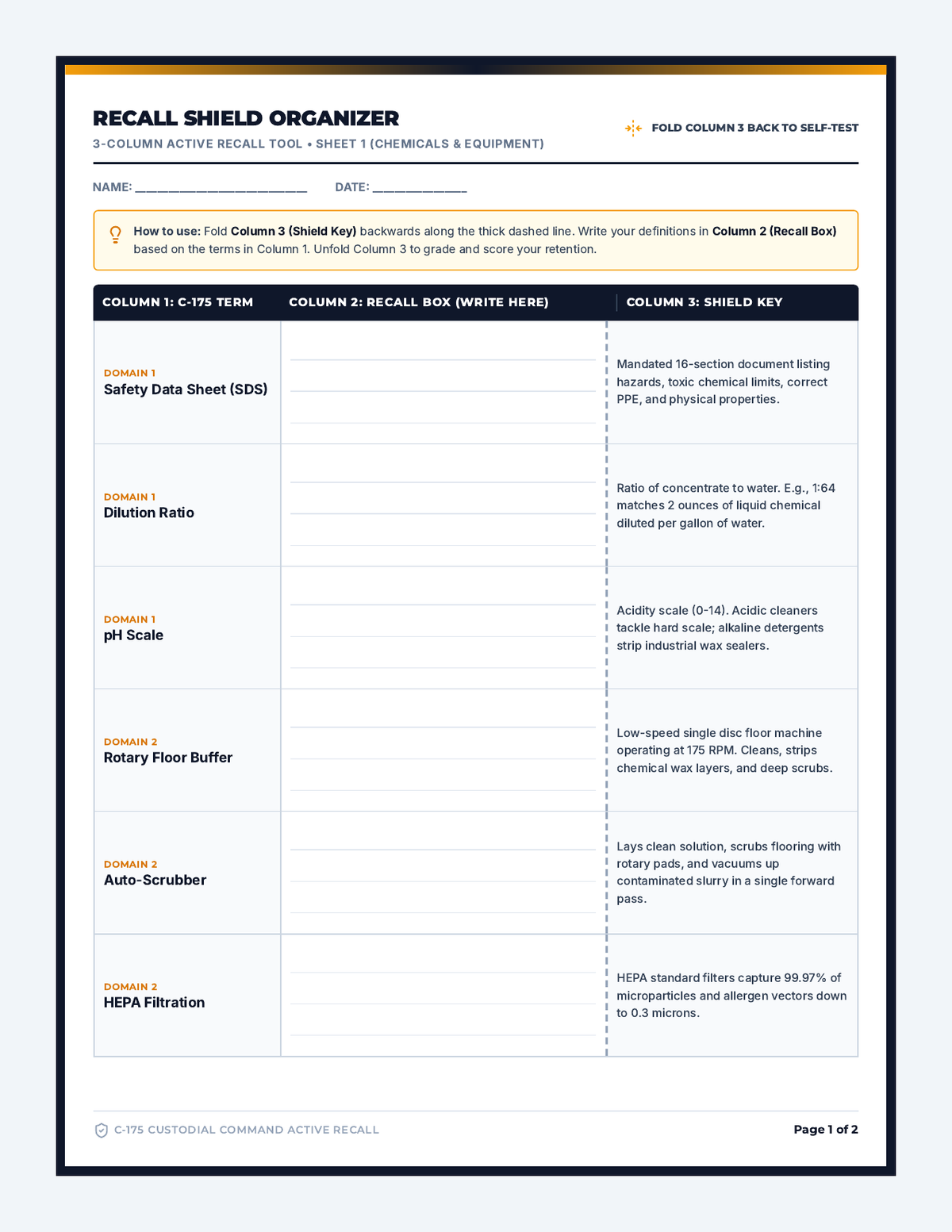 Recall Shield Organizer page 1