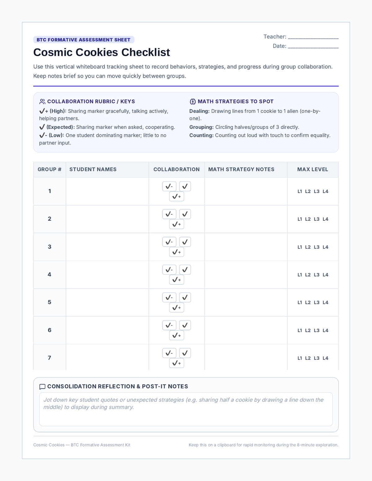 Cosmic Cookies Observational Checklist page 1