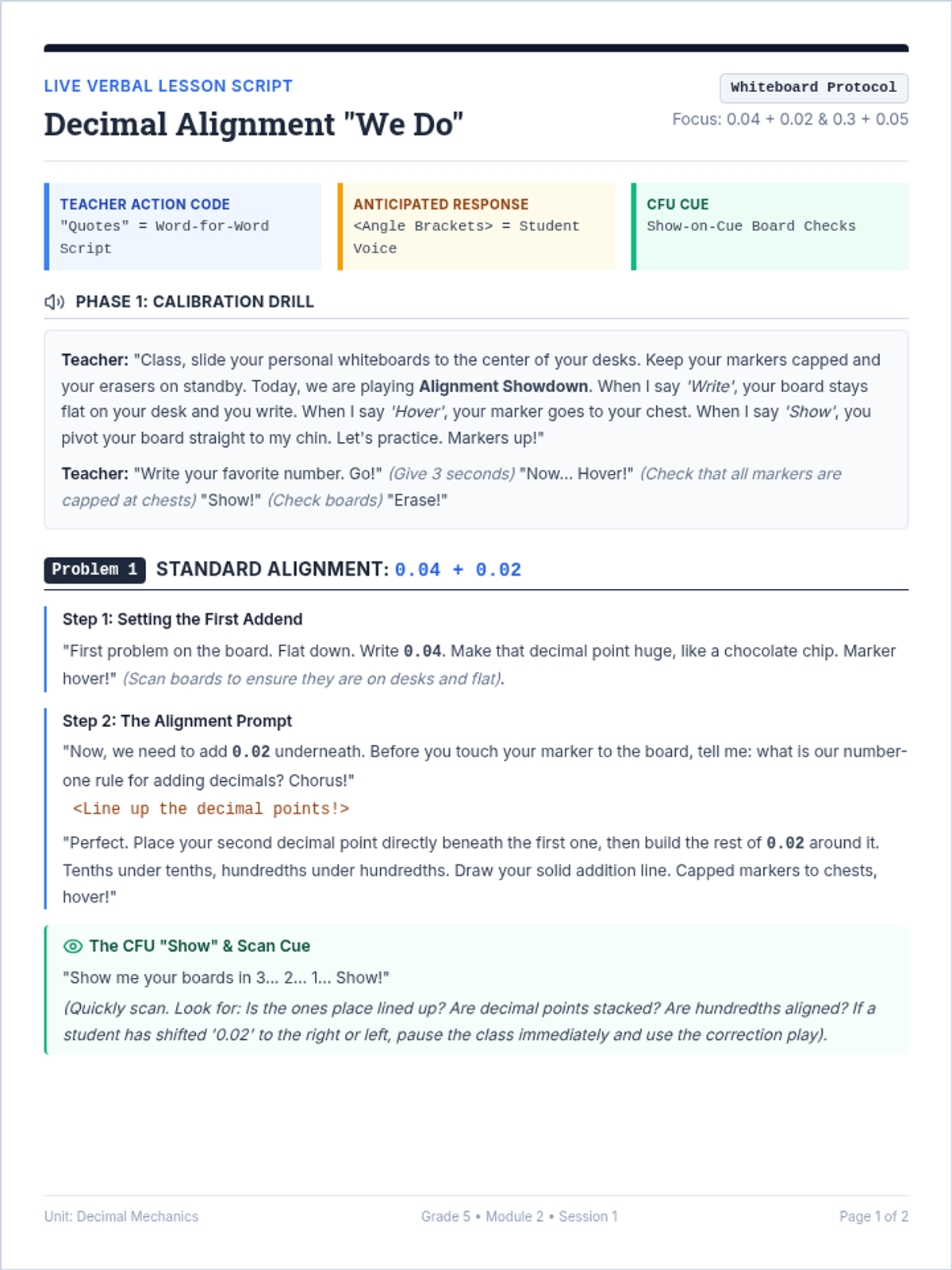 Alignment Showdown Teacher Guide