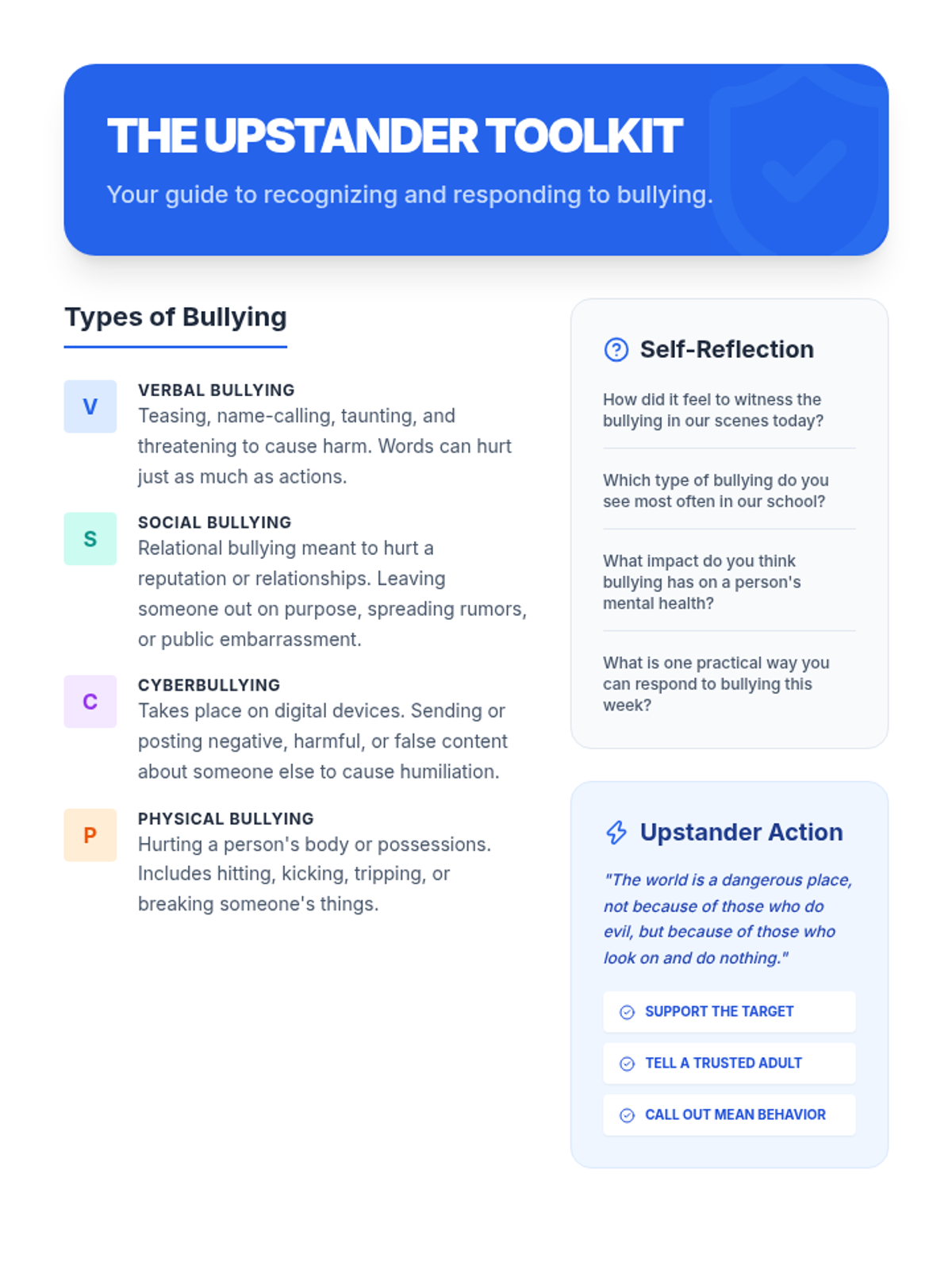 Upstander Tool Kit Handout • Material • Lenny Learning