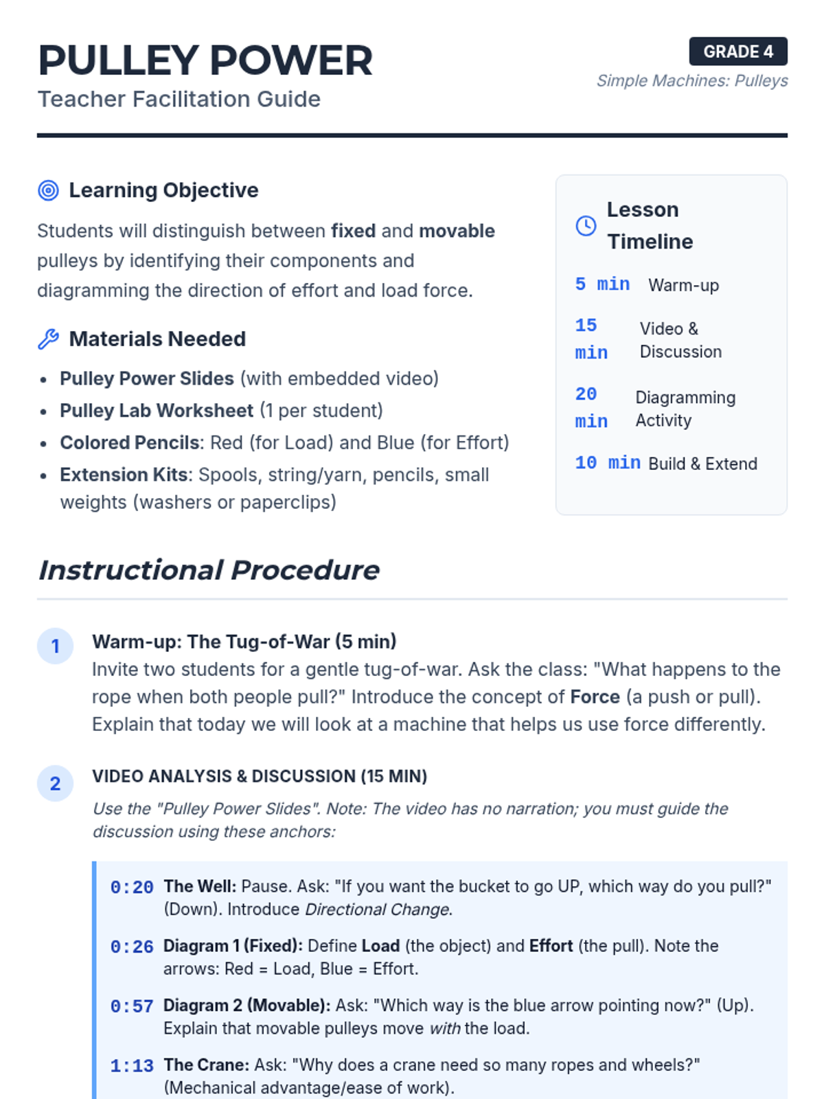 Pulley Power Teacher Guide • Material • Lenny Learning