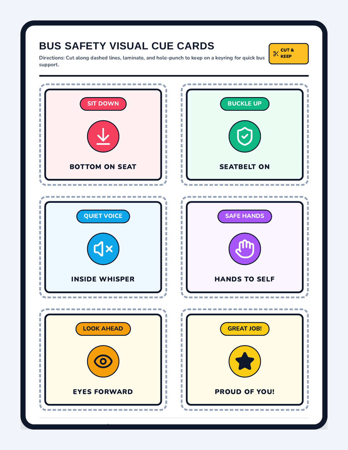 Bus Safety Visual Cards page 1