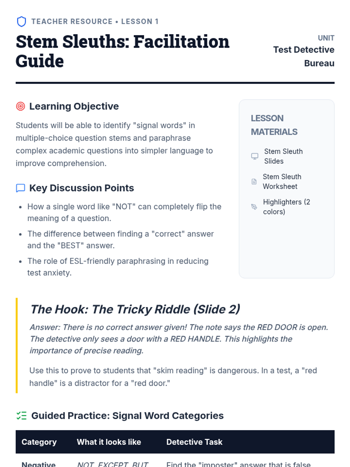 Stem Sleuth Guide