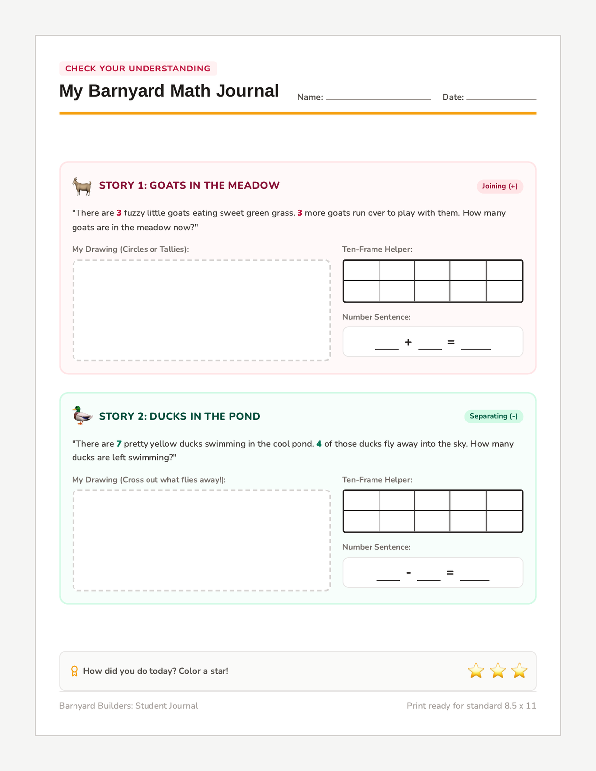 Barnyard Builders Student Journal page 1